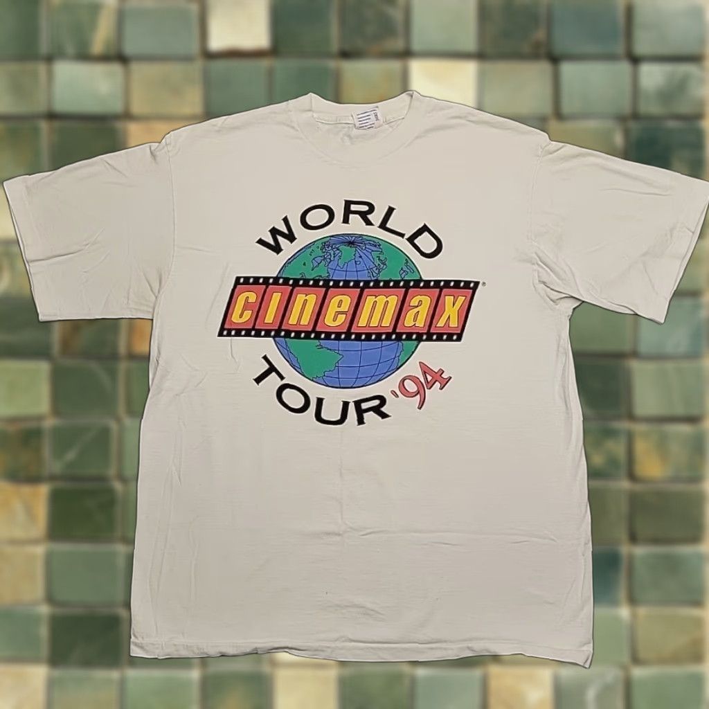 Vintage VINTAGE Cinemax World Tour 94 Shirt Mens XL White Globe Retro Movie Made In The USA Shirt Mens XL White Globe Movie USA Size US XL / EU 56 / 4 - 1 Thumbnail