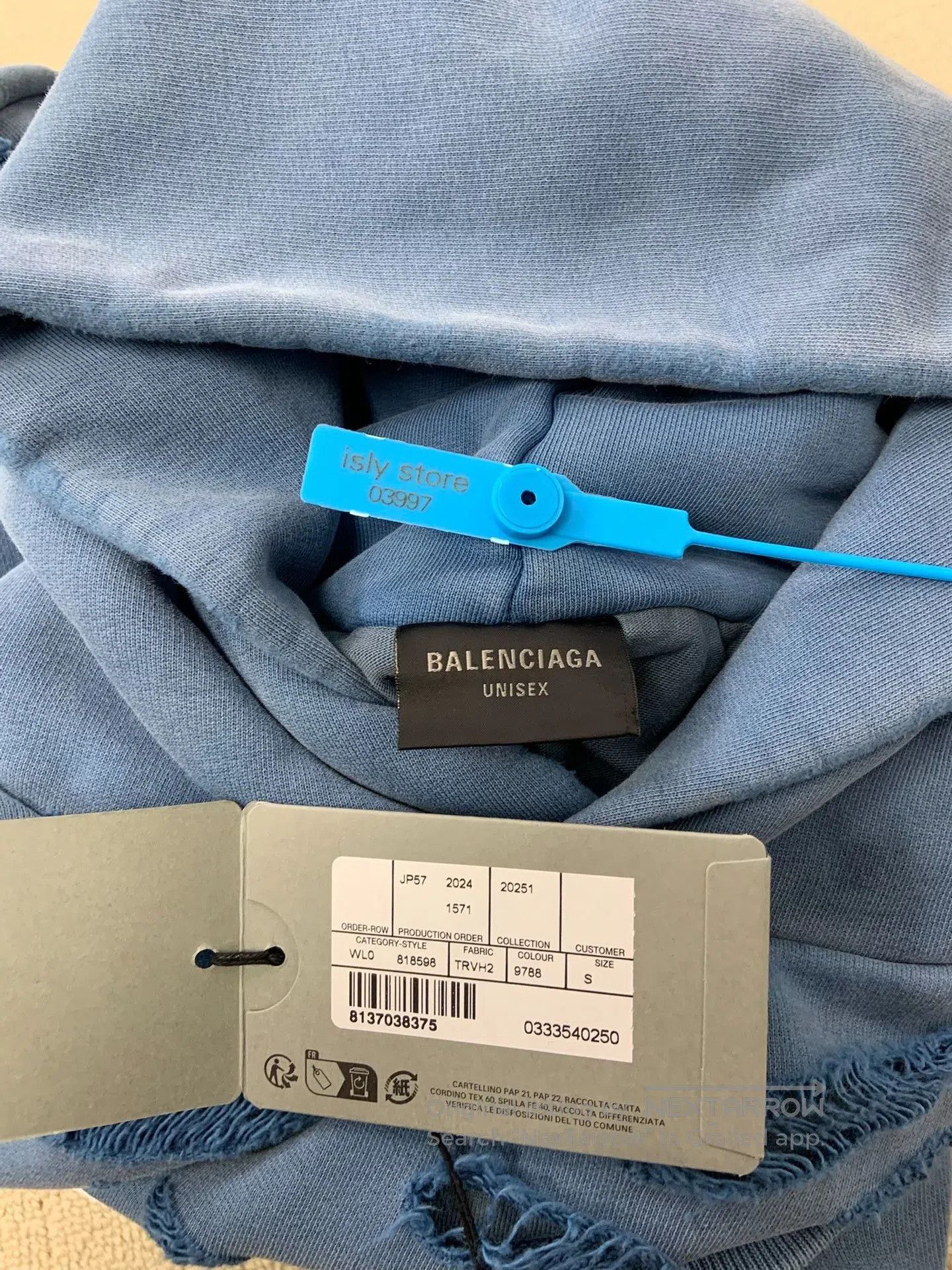 Balenciaga Balenciaga Blue Washed Distressed Logo Hoodie. Size S / US 4 / IT 40 - 7 Thumbnail