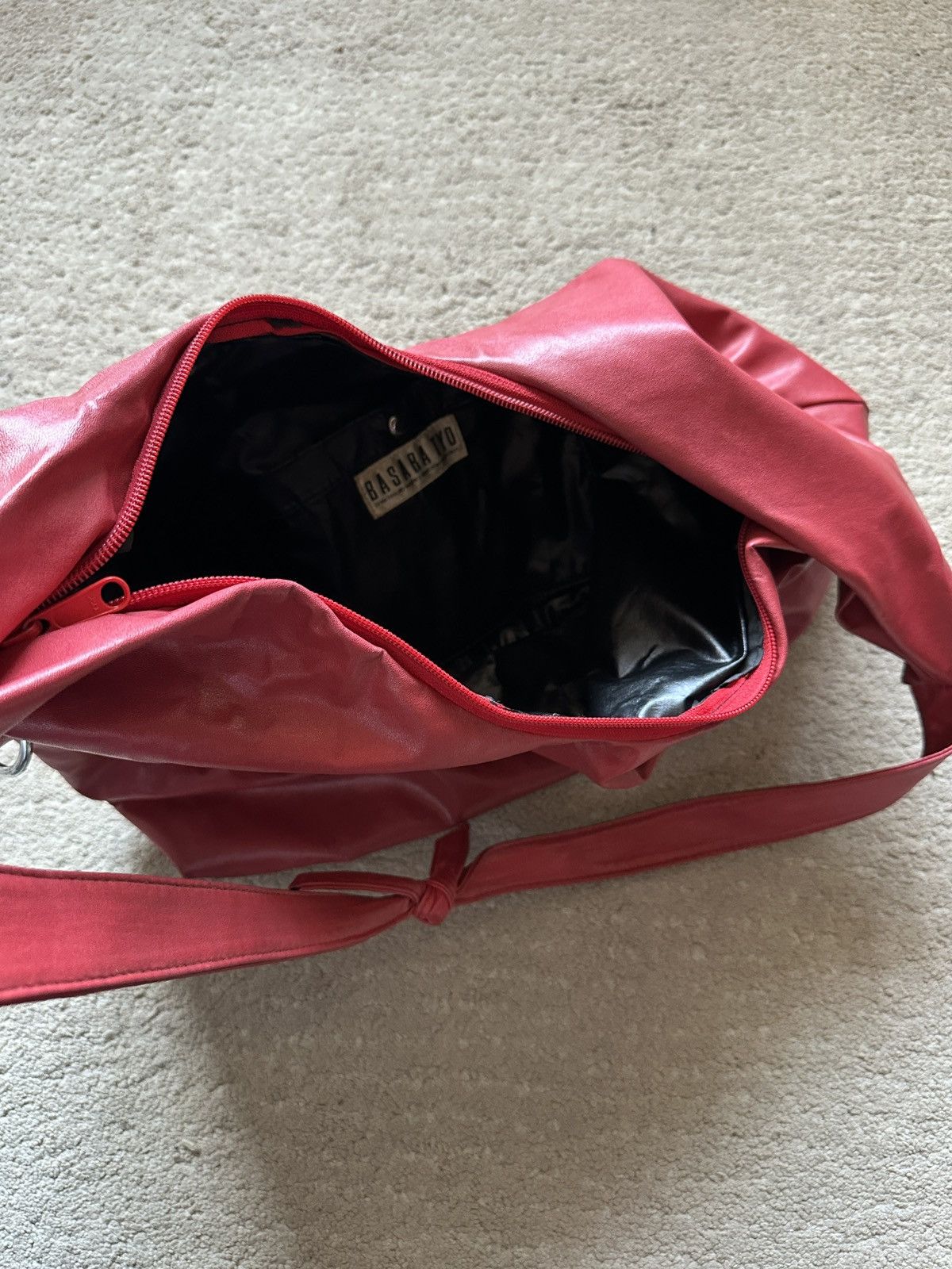 Japanese Brand 1990s BASARA TYO Red Leather Slouchy Hobo Sling Bag Size ONE SIZE - 7 Thumbnail
