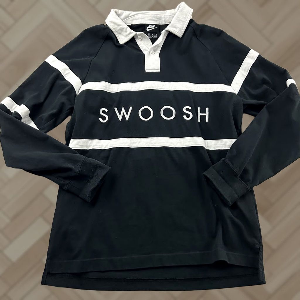 Nike Nike Swoosh Long Sleeve Button Front Rugby Shirt Mens Medium Black Size US M / EU 48-50 / 2 - 1 Thumbnail