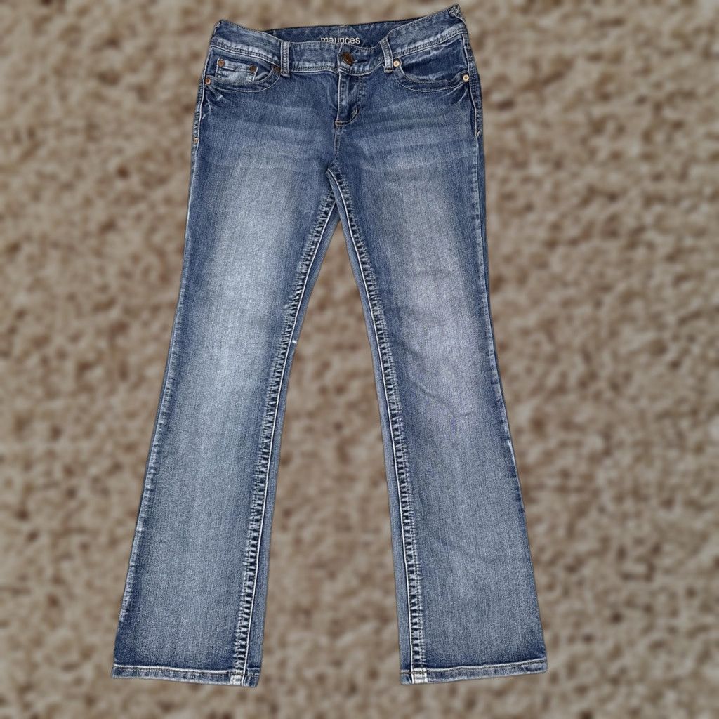 Vintage Maurices Jeans Womens 7/8 Short Blue Medium Wash Bootcut Stretch Denim 29x29 Mens? Size 28" / US 6 / IT 42 - 1 Thumbnail