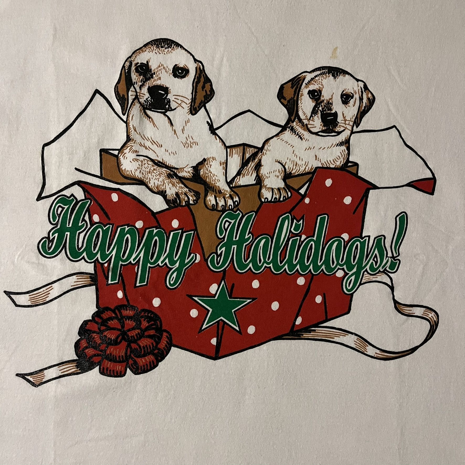 Vintage VTG 90s Happy Holidogs Holiday Festive Single Stitch Tee Size XL / US 12-14 / IT 48-50 - 3 Thumbnail