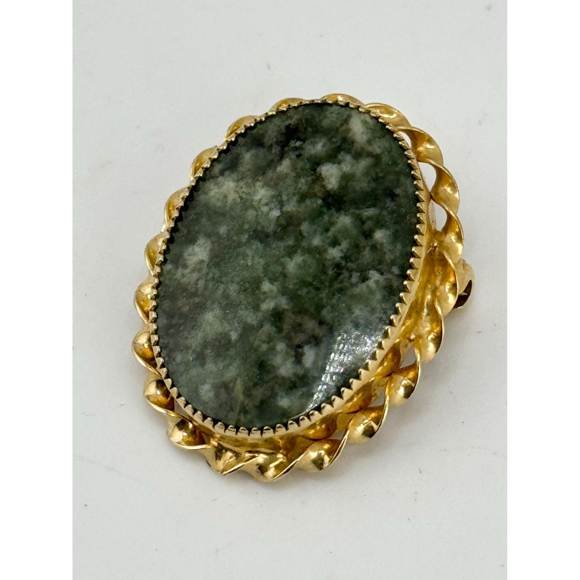Vintage Vintage green agate stone brooch pin pendant Size ONE SIZE - 3 Thumbnail