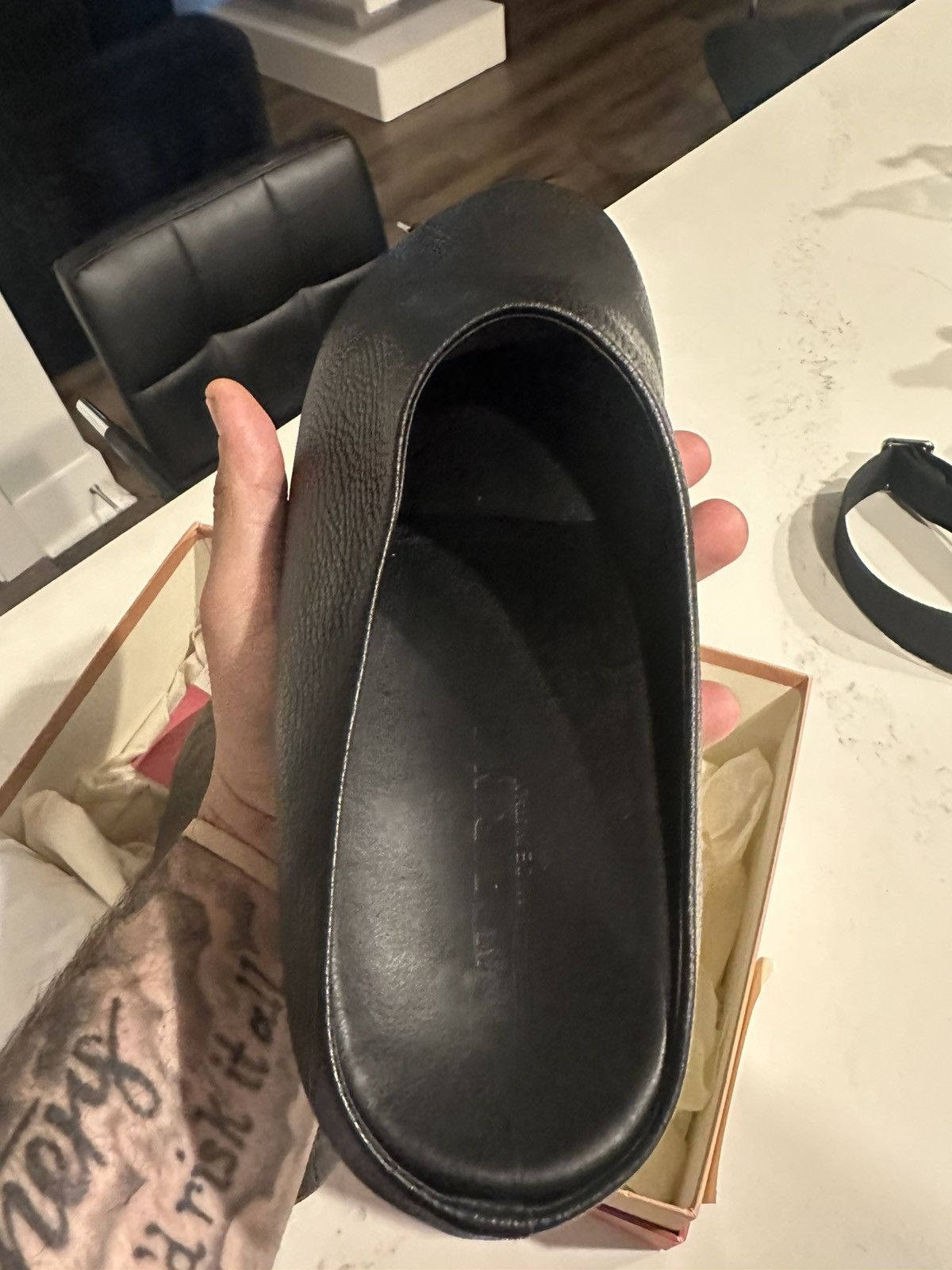 Marni Black Fur Mule Slides