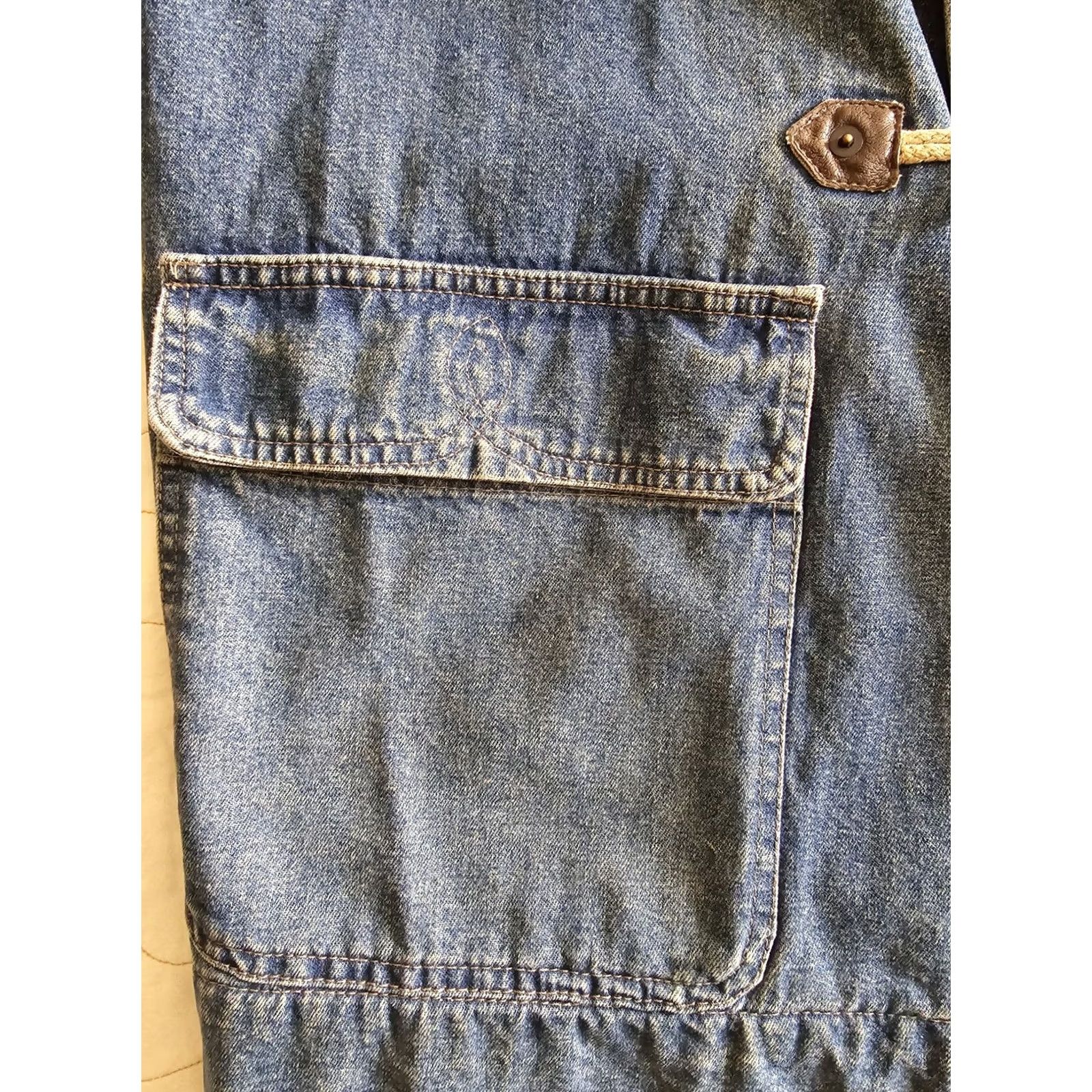 Vintage VINTAGE Denim Chore Coat Womens Large M/L Blue 1990s Made in Italy Cotton WoodToggle Look Androgyny Coat Size M / US 6-8 / IT 42-44 - 4 Thumbnail