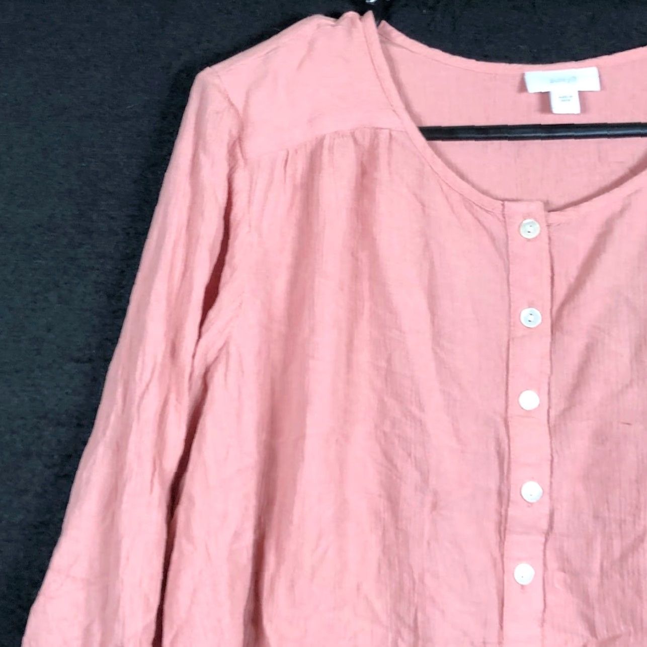 Vintage Pure Jill Shirt Womens Blush Pink 100% Viscose Long Sleeve Henley Large Size L / US 10 / IT 46 - 4 Thumbnail