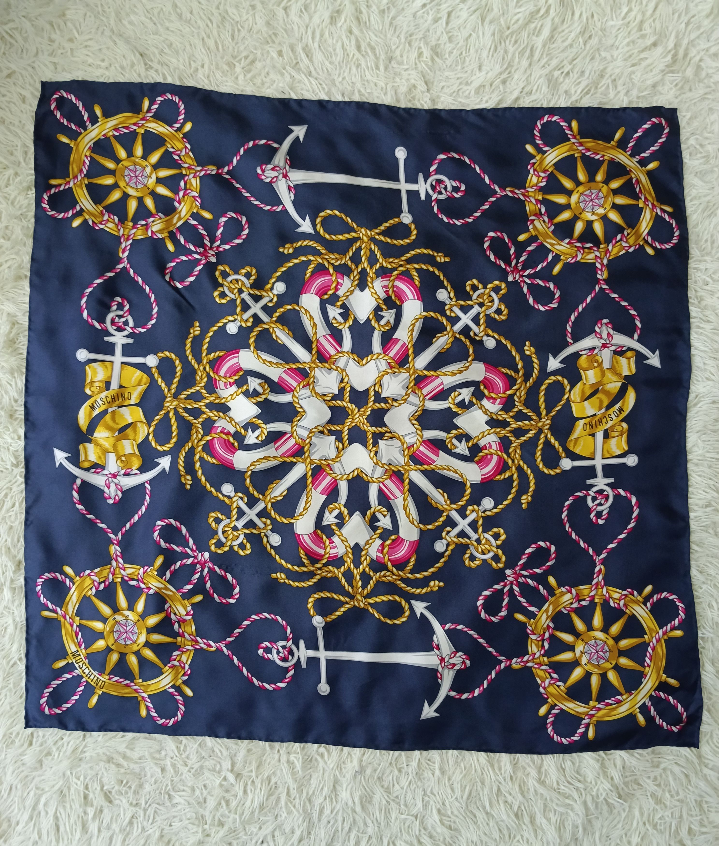Moschino Vintage Nautical Print Silk Scarf Size ONE SIZE - 2 Thumbnail