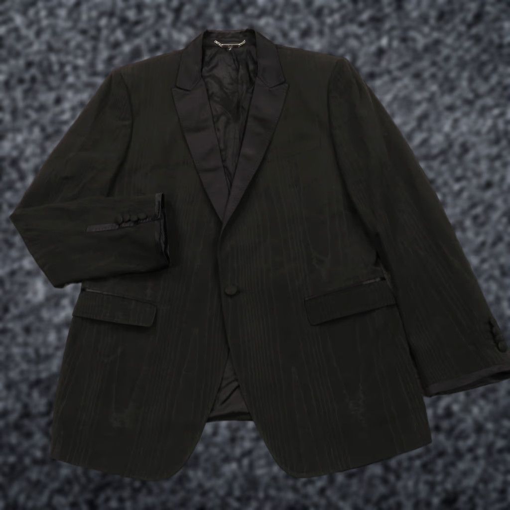Dolce & Gabbana Dolce&Gabbana Blazer 42R Silk Acetate Formal Dinner Woodgrain Print Jacket Coat Men Regular Black Geometric Peak Lapel Vintage N/A Size 42R - 1 Thumbnail