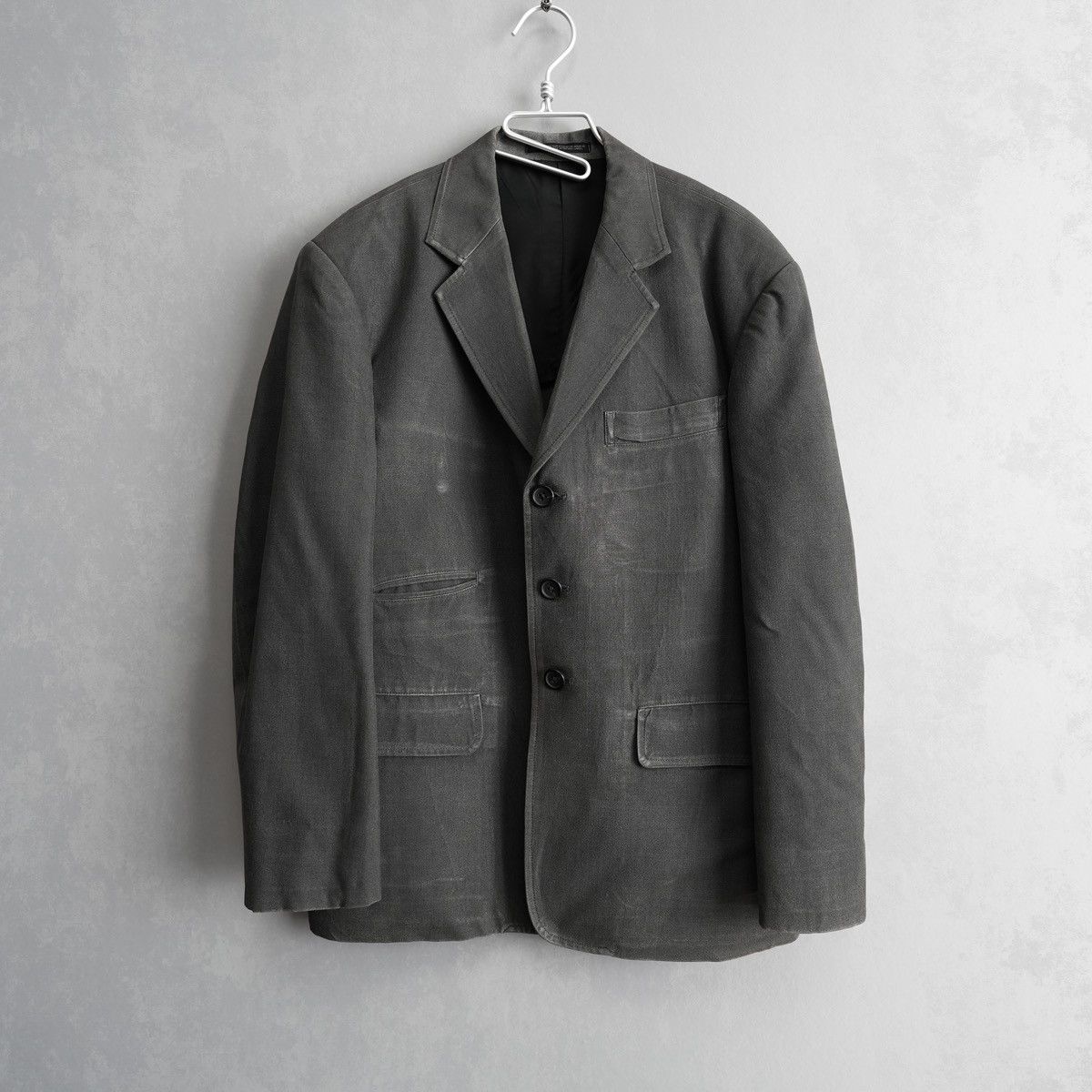 image of Yohji Yamamoto 91Ss Cement Gray Silk Jacket in Grey, Men's (Size Large)