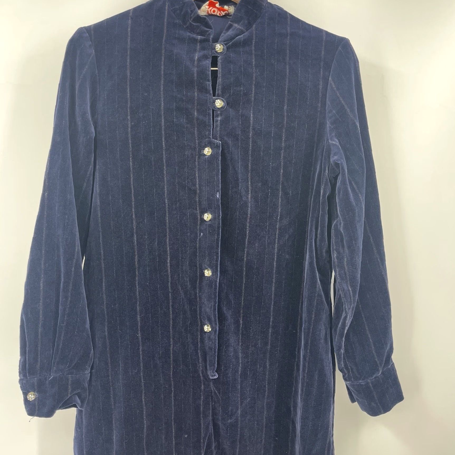 Velvet VINTAGE Kappi Dress Womens M Velvet Navy Blue Jeweled Lucite Buttons READ Dress Size M / US 6-8 / IT 42-44 - 3 Thumbnail