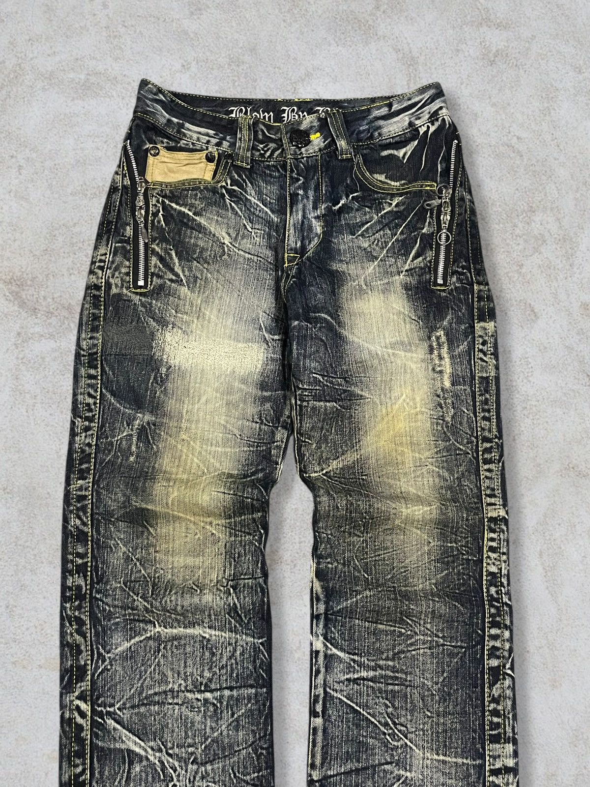 Le Grande Bleu (L.G.B.) Japanese Gothic And Punk Style Rusty Mud Wash Skull Jeans Size US 30 / EU 46 - 11 Thumbnail