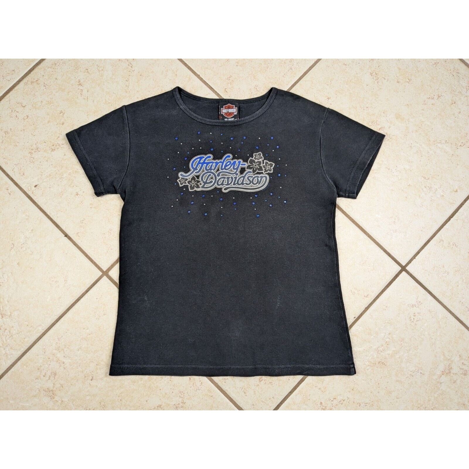 Harley Davidson Harley Davidson Shirt Sz L Black Rhinestones Logo Reno Size L / US 10 / IT 46 - 1 Thumbnail