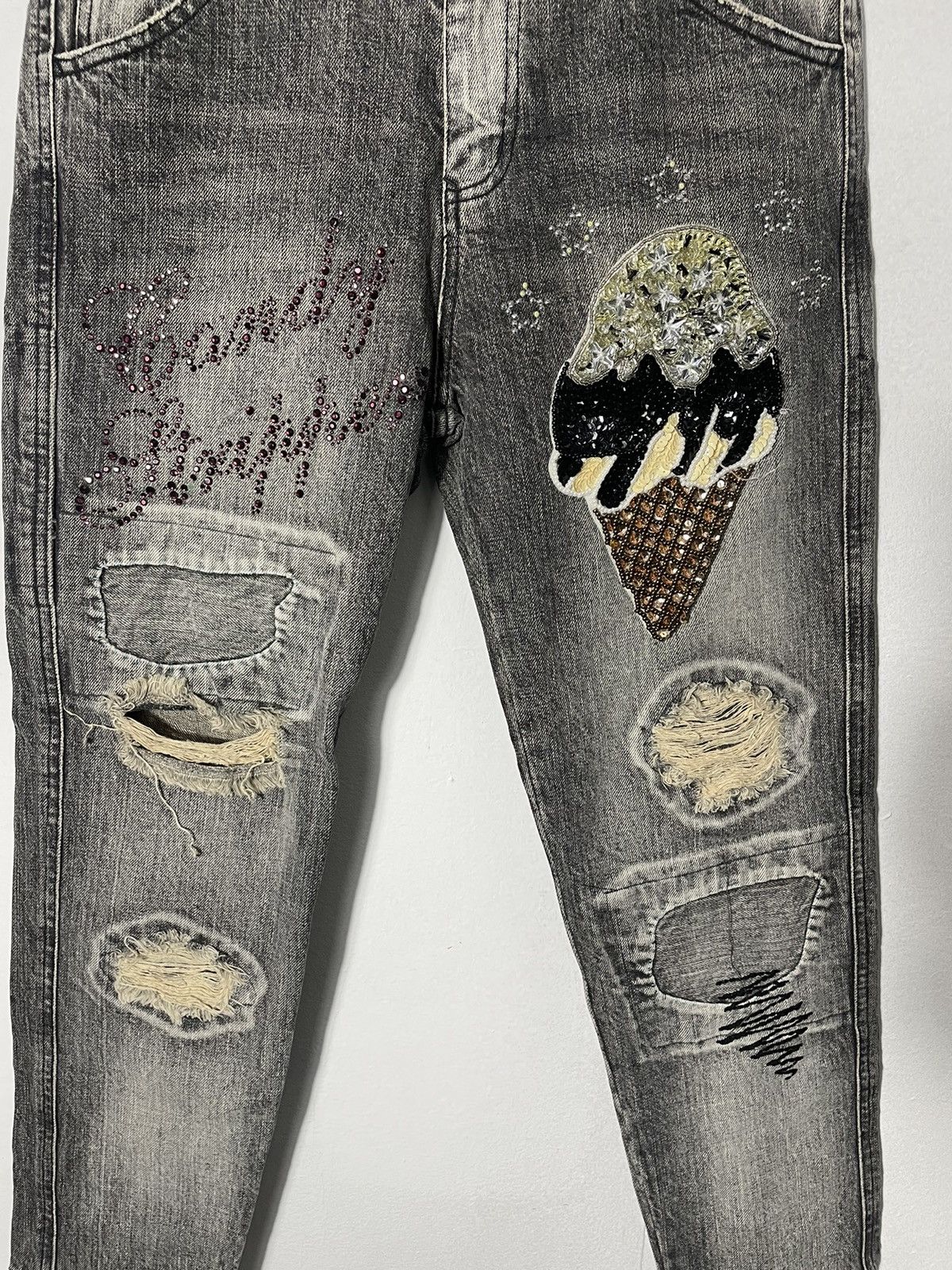 Japanese Brand Candy Stripper Art Design Jeans Rare Size US 29 - 6 Thumbnail