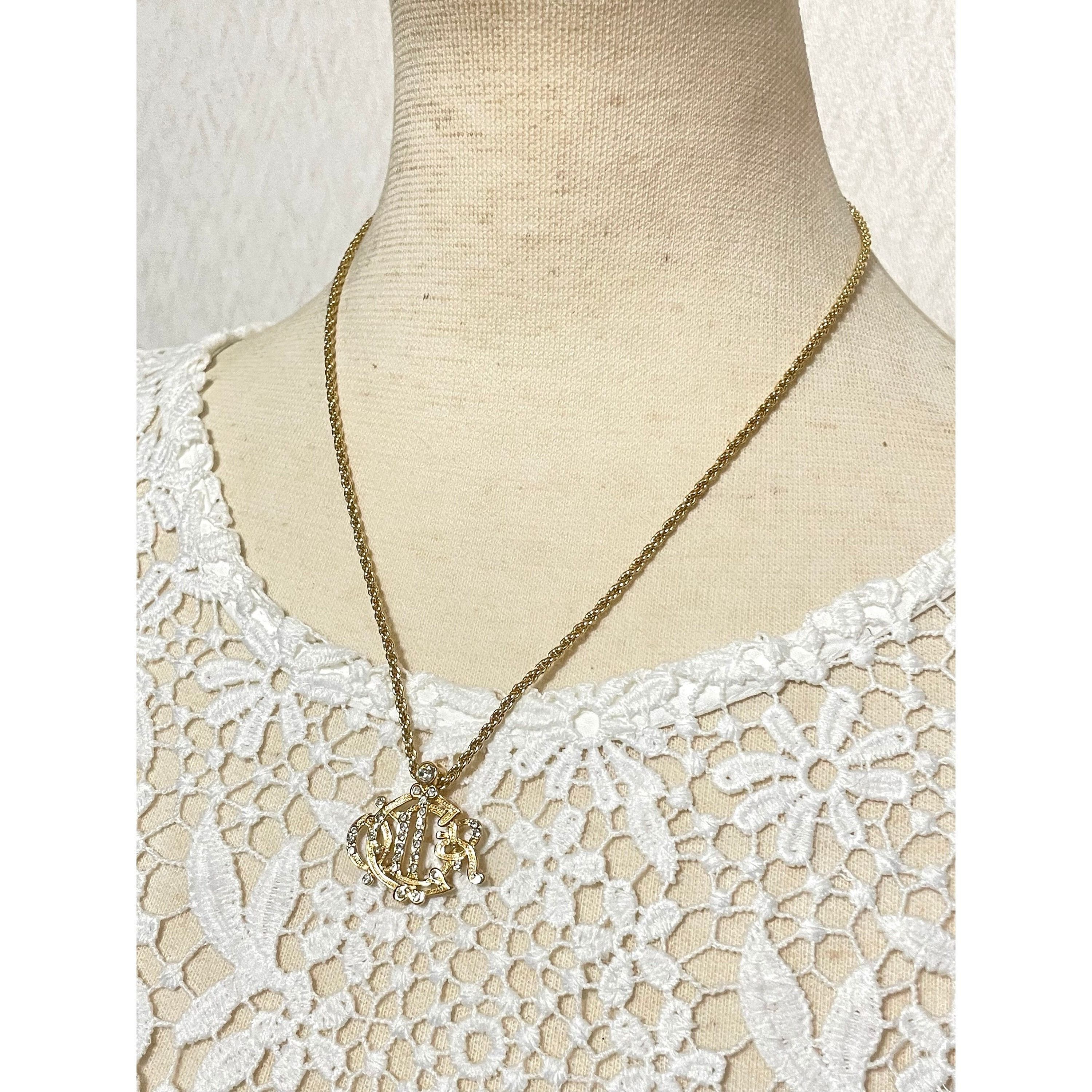 Dior MINT. Vintage Christian Dior golden detailed logo necklace Size ONE SIZE - 4 Thumbnail