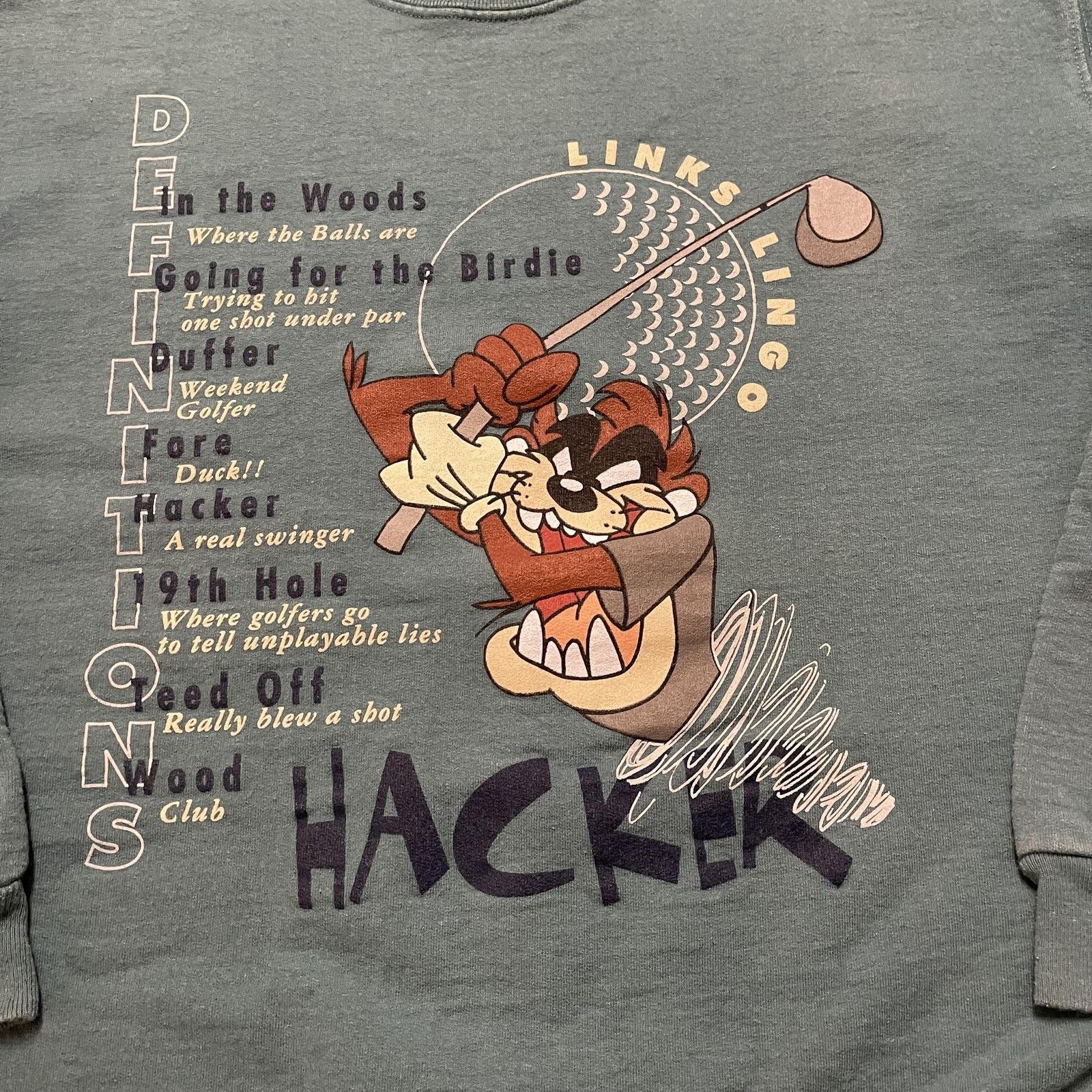 Vintage Vtg Looney Tunes Sweatshirt S Taz Golf Hacker Made USA 90s Size US S / EU 44-46 / 1 - 3 Thumbnail
