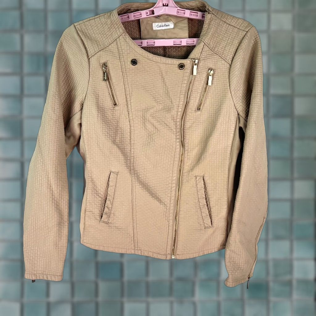 Calvin Klein Vintage Calvin Klein Women Brown Faux Leather Motorcycle Jacket S Fall Winter Casual Size S / US 4 / IT 40 - 1 Thumbnail