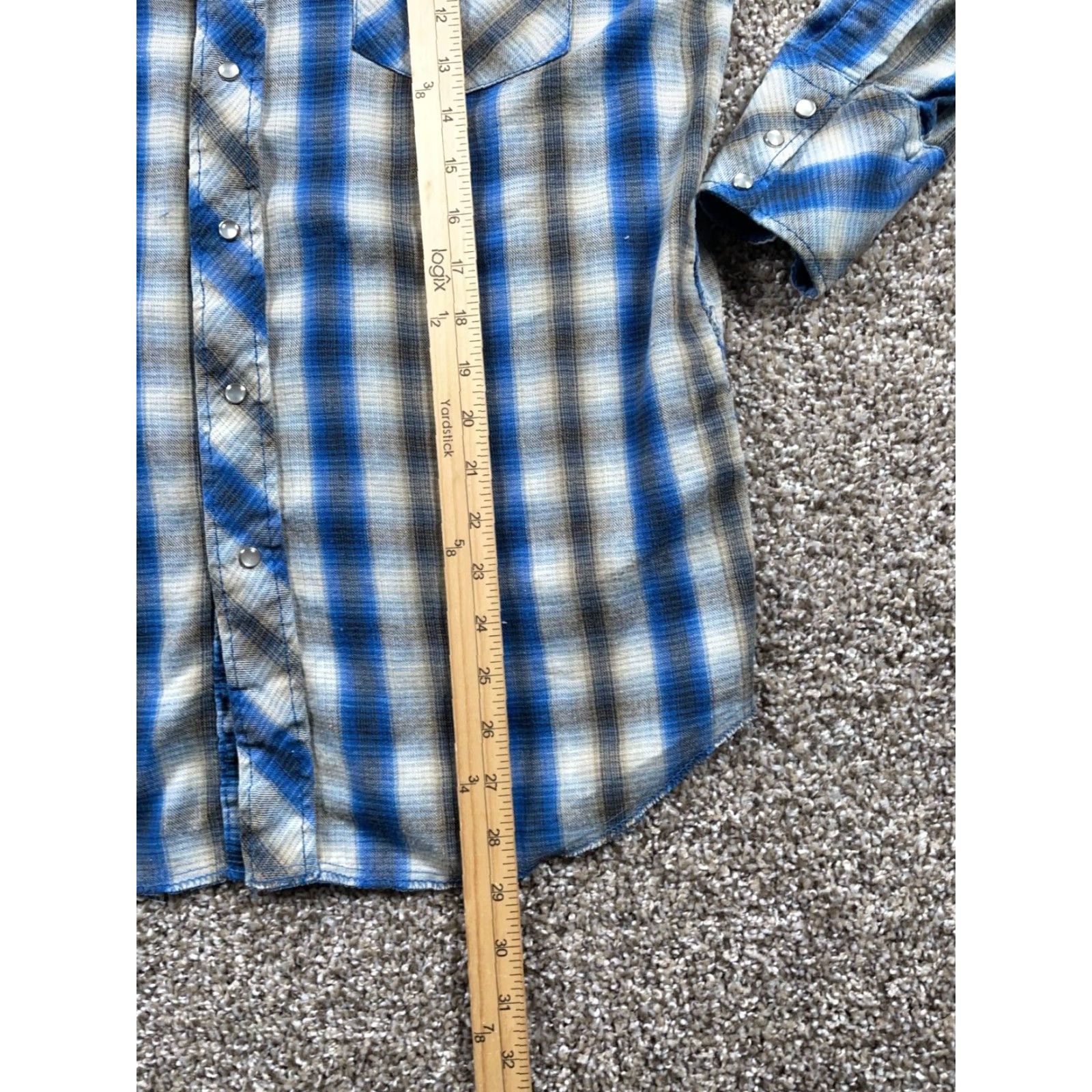 Vintage VINTAGE Men's 80s Shadow Plaid Flannel Western Shirt Medium Casual Workwear Gray Blue Pearl Snap Size US M / EU 48-50 / 2 - 7 Thumbnail