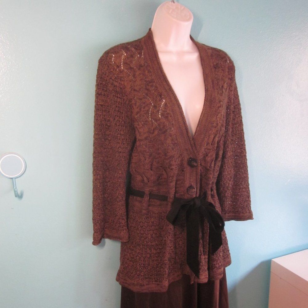 Vintage Classiques Entier Cardigan Brown Knit Linen Sz M Size M / US 6-8 / IT 42-44 - 1 Thumbnail