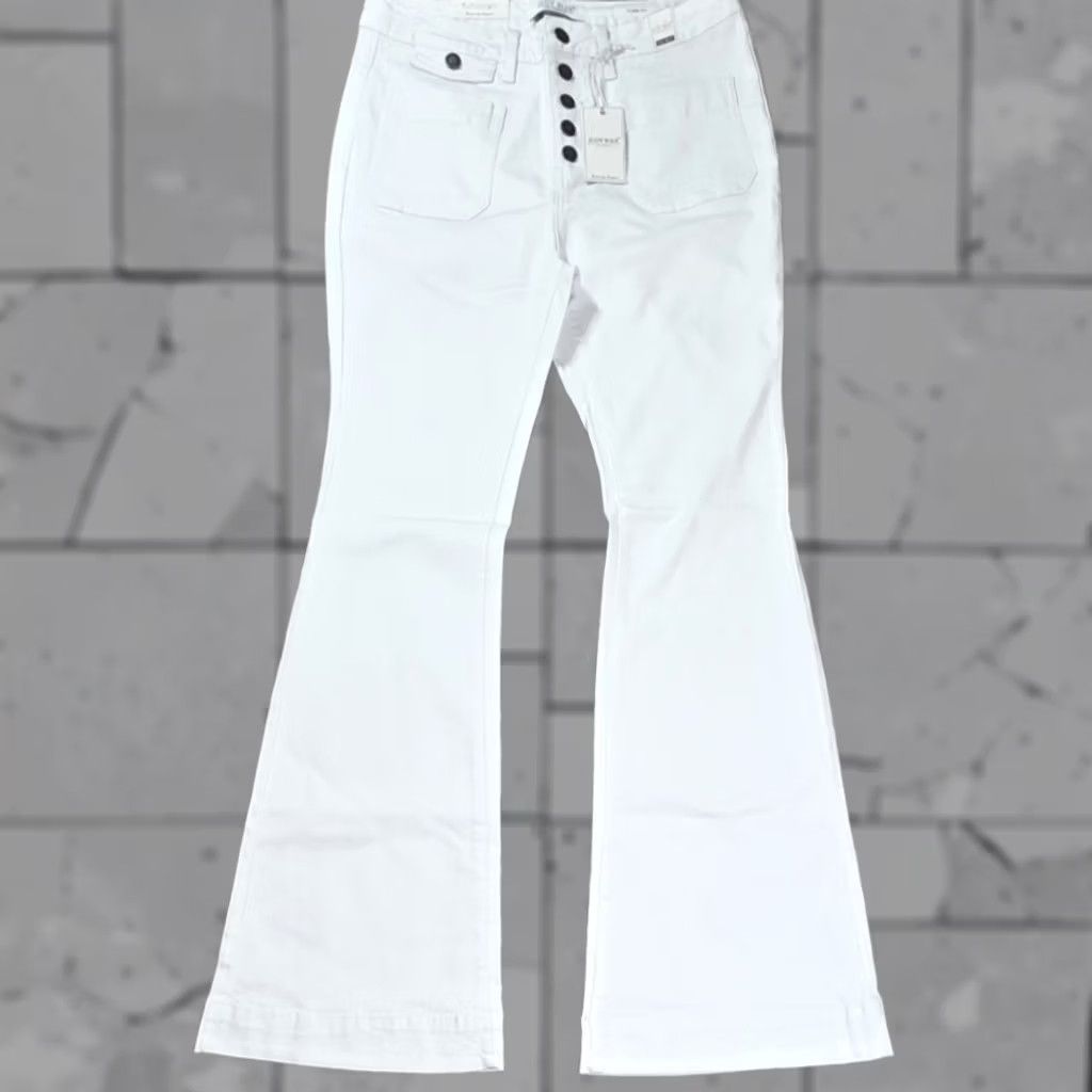 Vintage Judy Blue White High Waist Flare Button Fly Jeans Womens 13/31 actual 32x33 - Size 14 Size 36" / US 14 / IT 50 - 1 Thumbnail