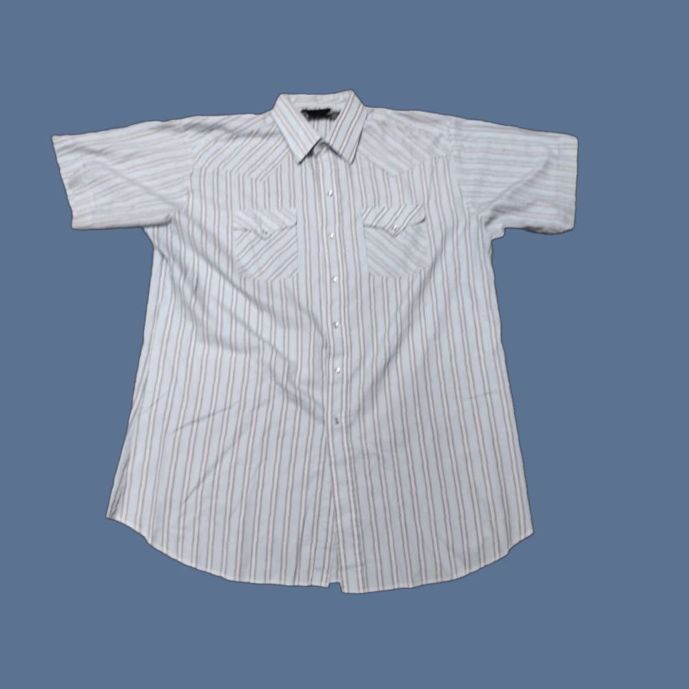 Vintage VINTAGE Panhandle Slim Shirt Mens XL 18 Pearl Snap Western Blue Striped Size US XL / EU 56 / 4 - 1 Thumbnail