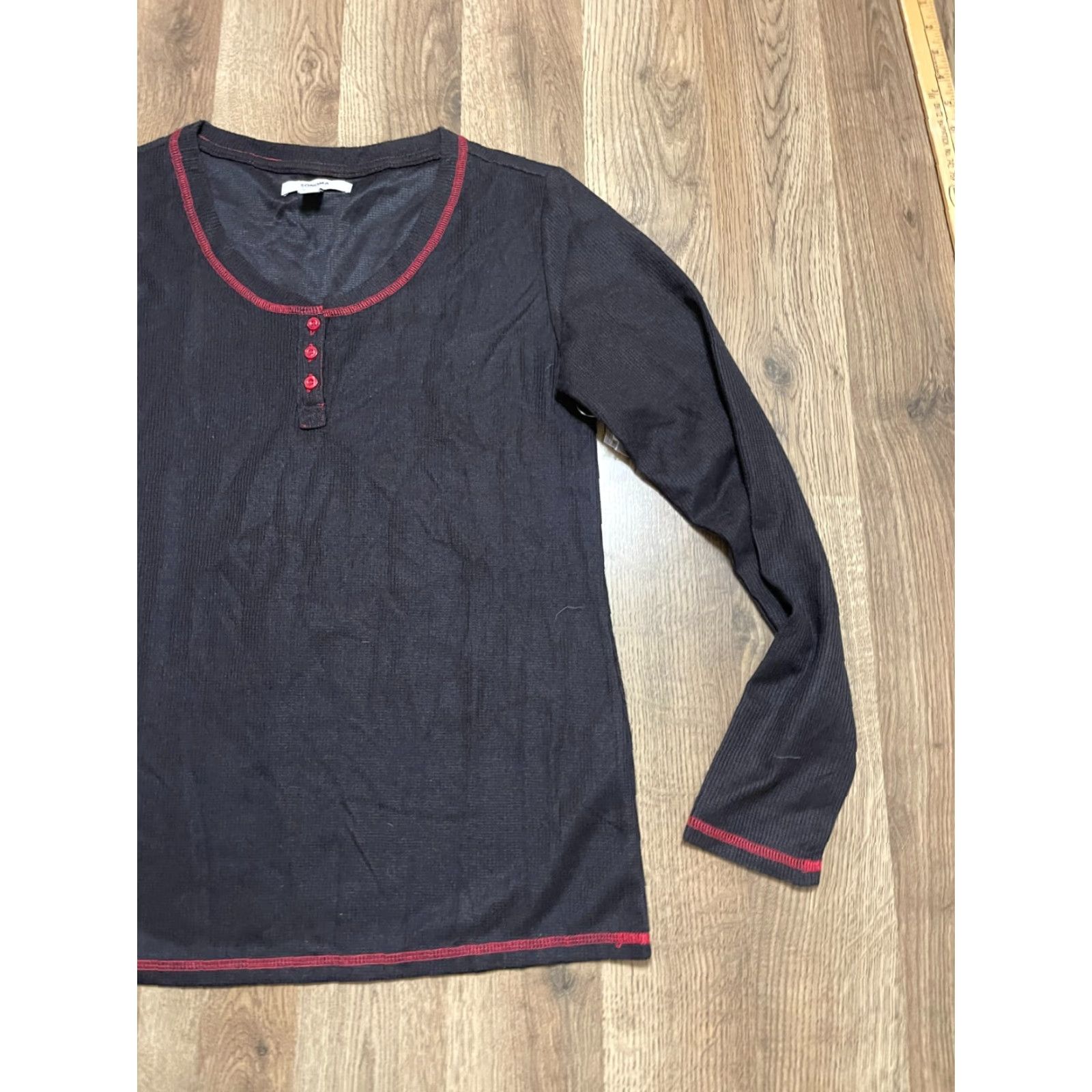 Vintage Sonoma Shirt Women's Small Black Red Long Sleeve 1/4 Button Pullover Casual Size S / US 4 / IT 40 - 4 Thumbnail