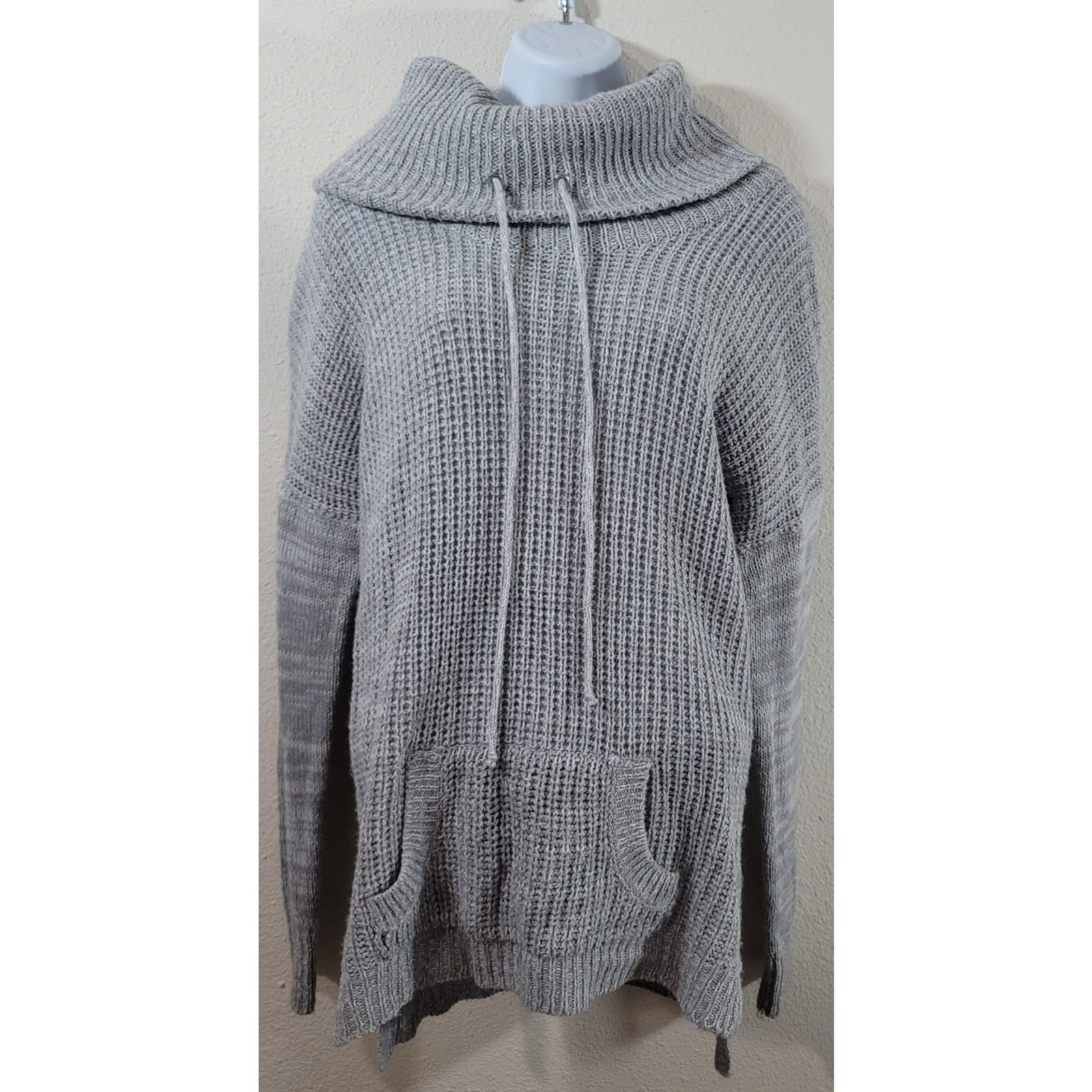 Other Planet Gold Gray Waffle Knit Drawstring Cowl Neck Sweater L Size L / US 10 / IT 46 - 1 Thumbnail