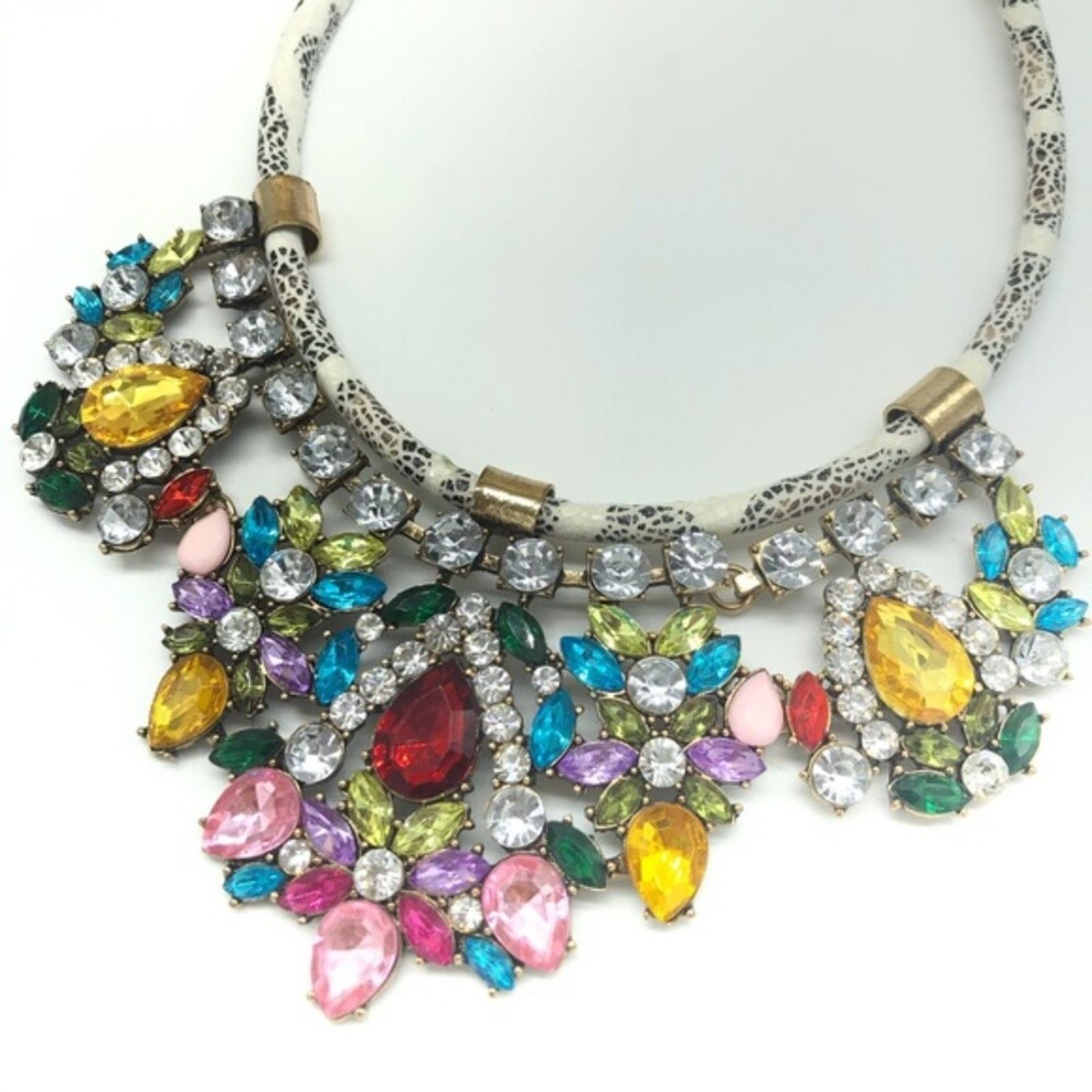 Other Stunning Multicolored Statement Necklace on Cord Size ONE SIZE - 8 Thumbnail