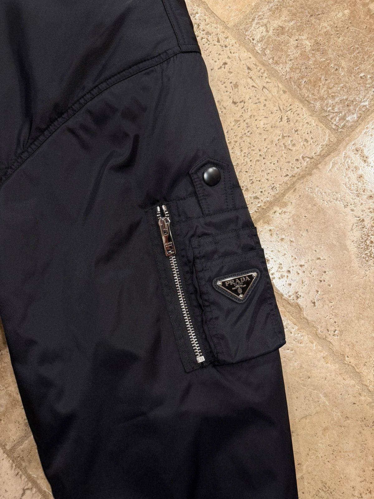 Prada Prada Re-Nylon Triangle Logo Black Bomber Jacket Size US M / EU 48-50 / 2 - 7 Thumbnail