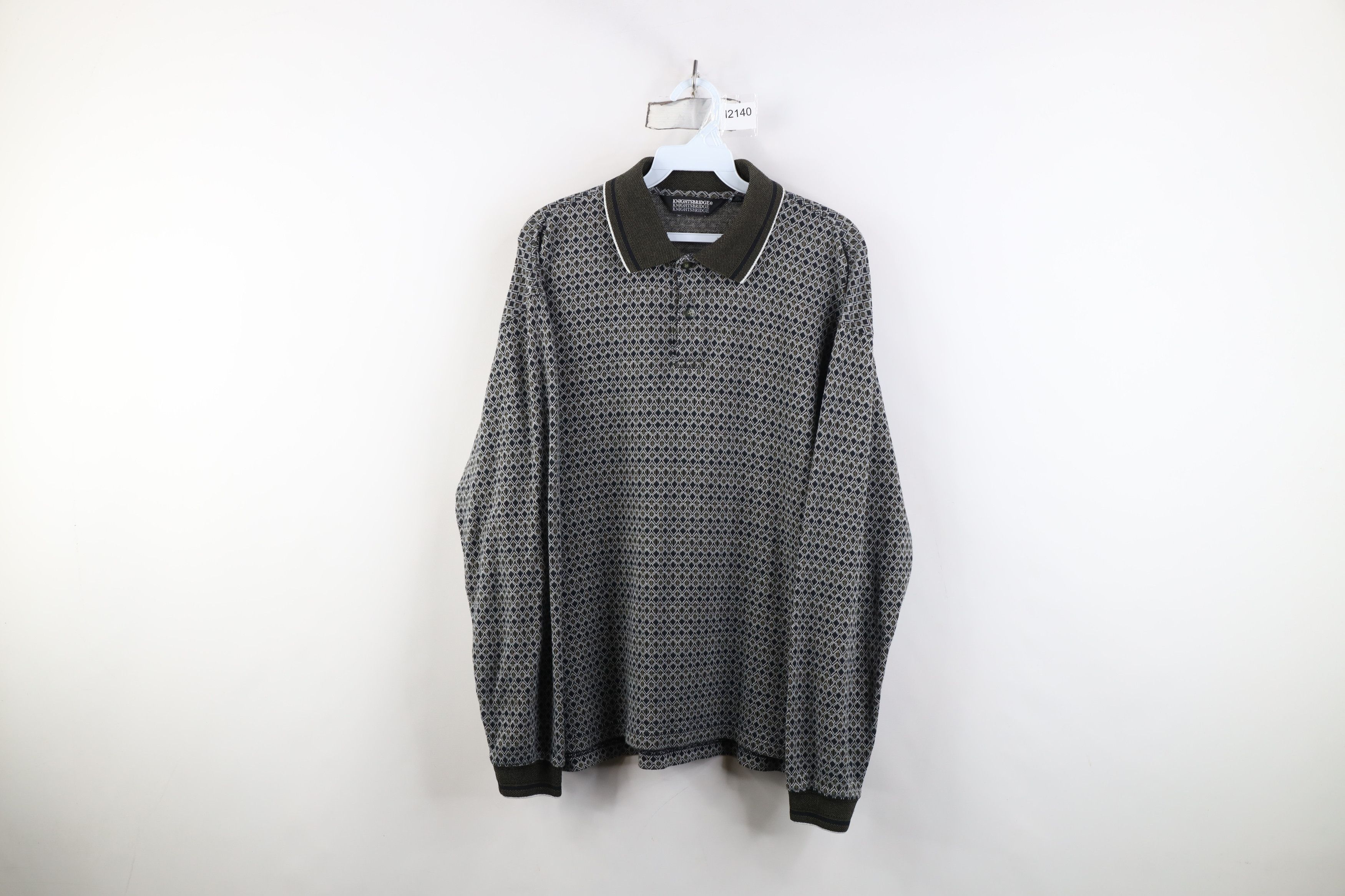 Vintage Vintage 90s Streetwear Diamond Long Sleeve Rugby Polo Shirt Size US L / EU 52-54 / 3 - 1 Thumbnail