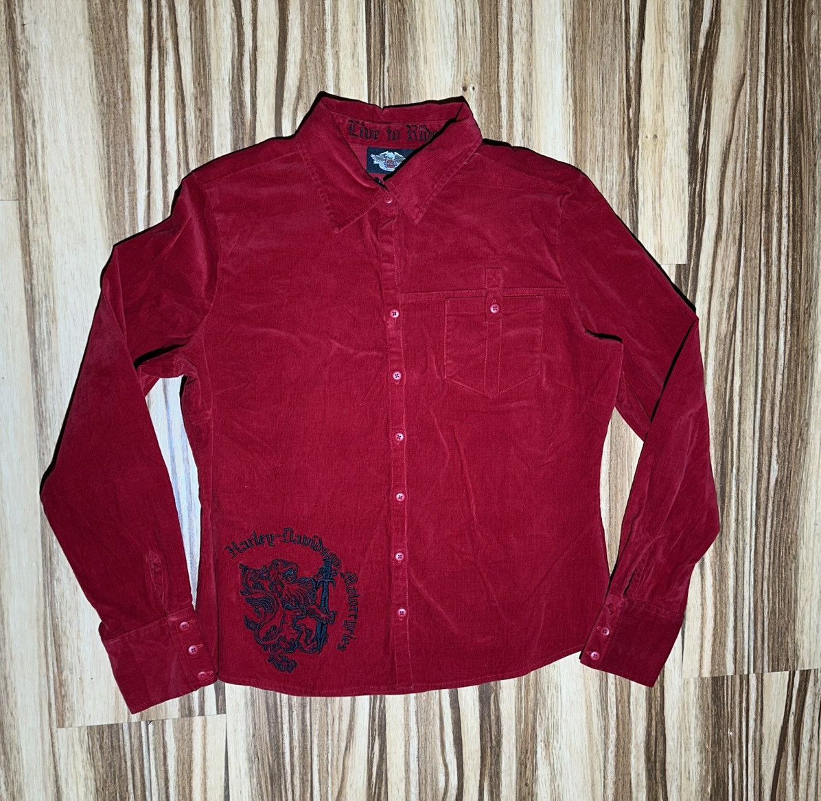 Harley Davidson Harley-Davidson Red Live To Ride Red Velour Point collar Size L / US 10 / IT 46 - 1 Thumbnail