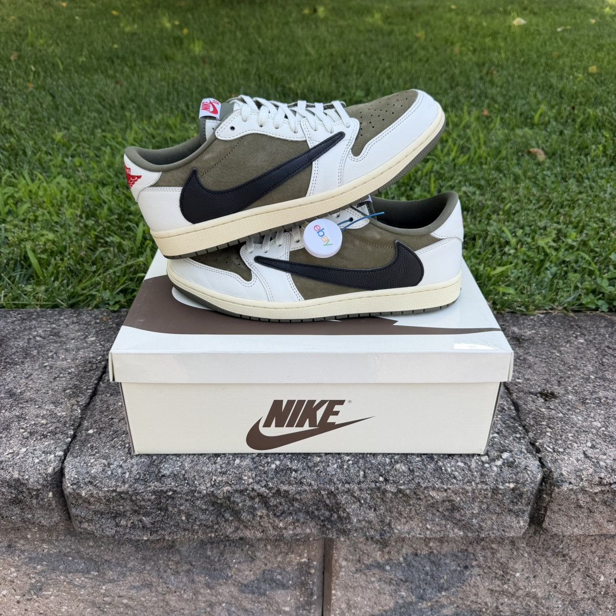 Nike × Off-White Nike x Travis Scott Air Jordan 1 Low ‘Medium Olive’ Size 10 Size US 10 / EU 43 - 2 Thumbnail