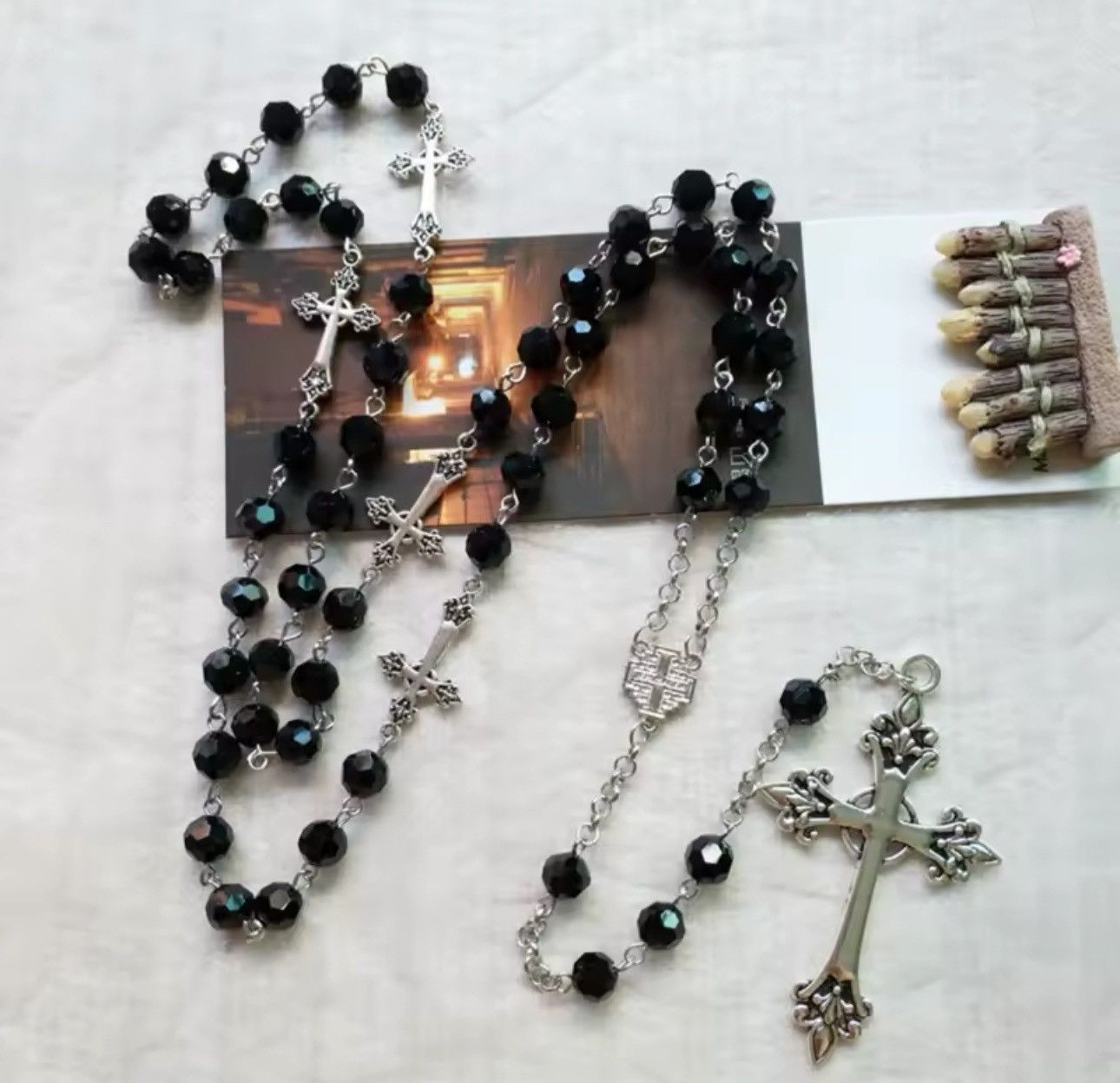 Jewelry Black Crystal Rosary Necklace Size ONE SIZE - 3 Thumbnail
