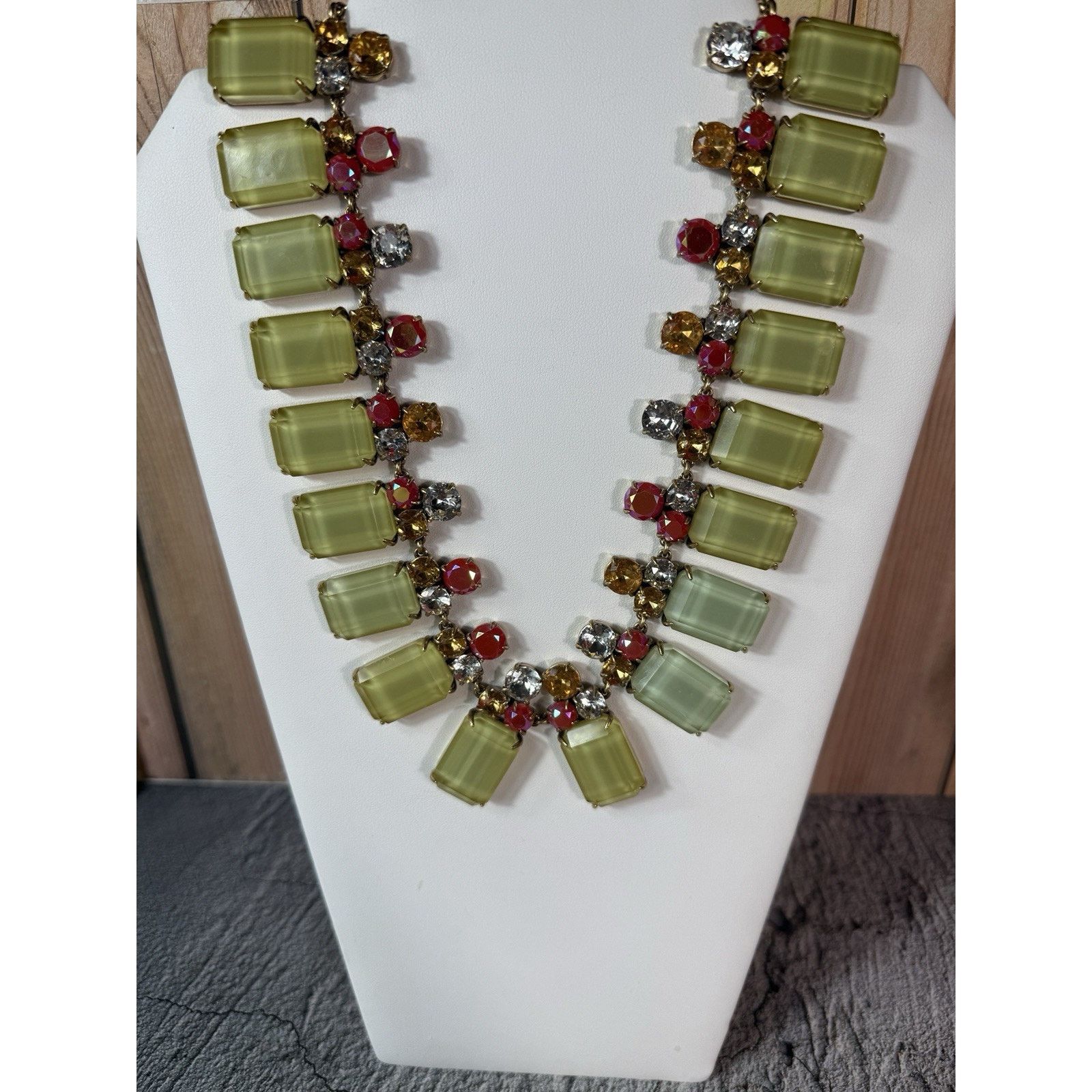 J.Crew J Crew Faceted Multicolor Rhinestones Statement Bib Necklace Size ONE SIZE - 1 Thumbnail
