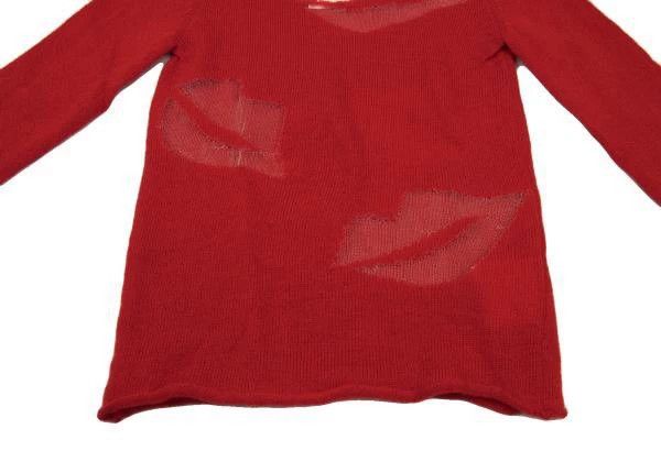 Comme des Garcons Comme Des Garcons Red vintage see-through lip design knit Size S / US 4 / IT 40 - 6 Thumbnail