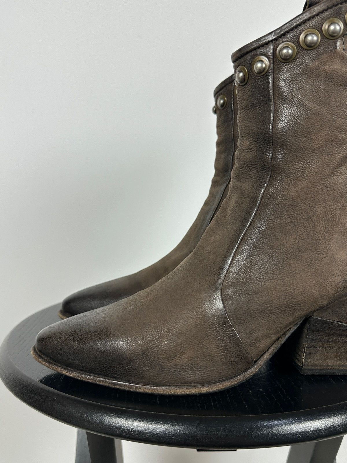 A.S.98 A.S.98. Brown Leather Biker Zip Studded Ankle Boots Size US 8 / IT 38 - 14 Thumbnail