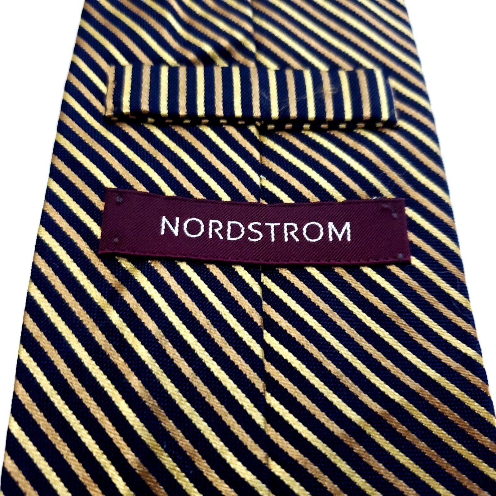 Nordstrom Nordstrom Silk Tie Woven Blue Gold Striped Size ONE SIZE - 3 Thumbnail