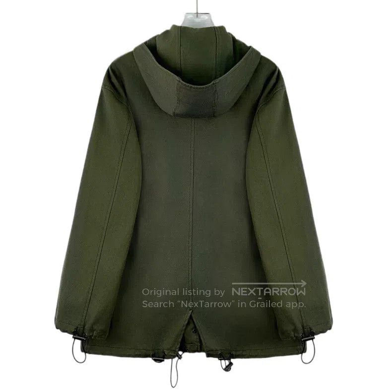 Loewe Loewe Olive Green Logo Patch Leather Cotton Hooded Zipper Size XXS / US 00 / IT 34 - 2 Thumbnail