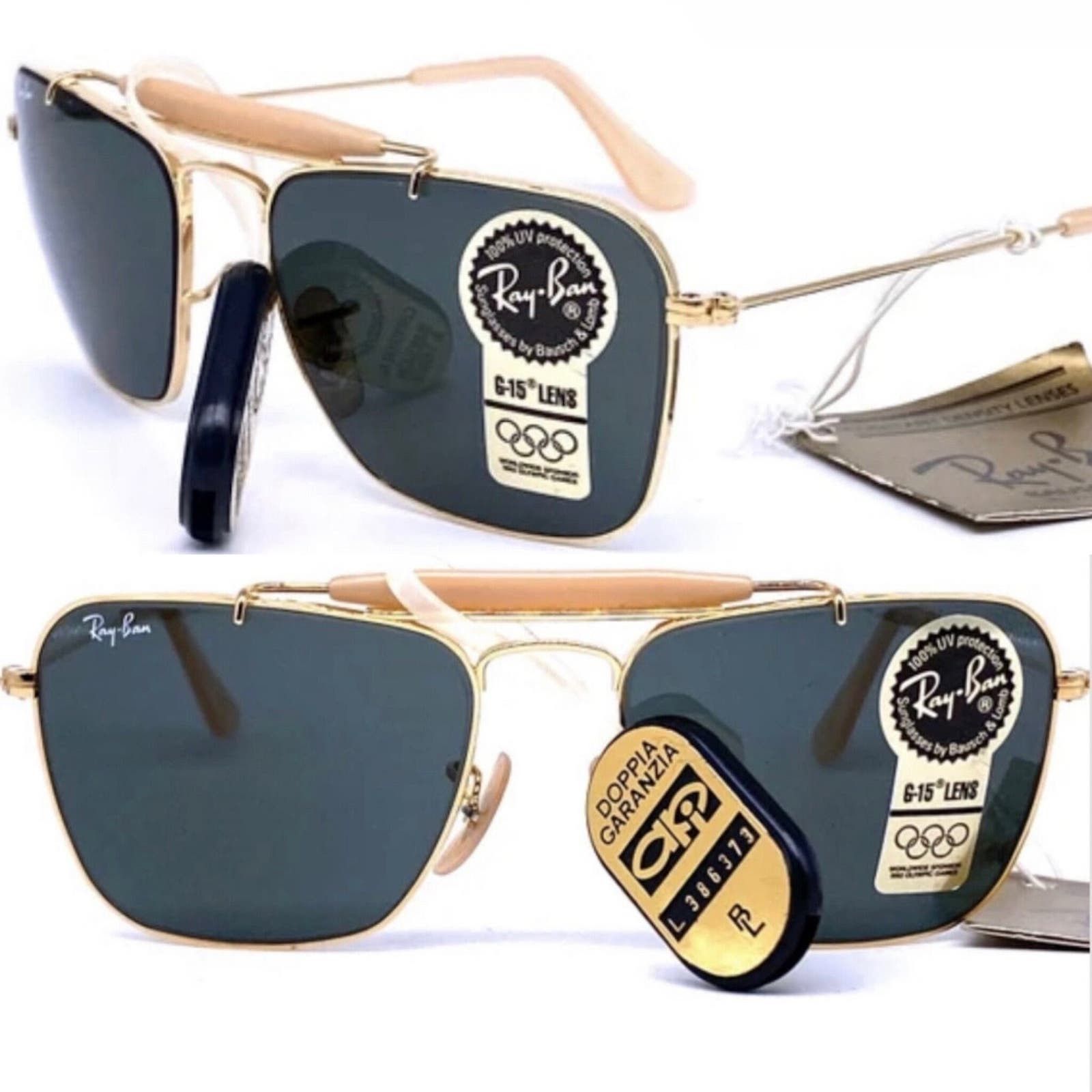 image of Rayban B E L Round Aviator Sunglasses Gold Plated Nos 90's in Metal, Men's