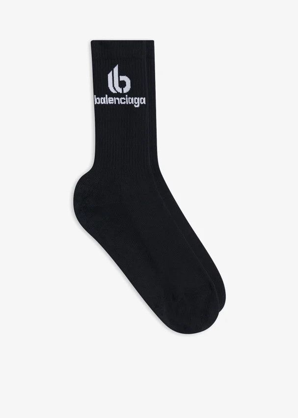 Balenciaga o1mt1gz0125 Size: M / Double B Socks in Black Size ONE SIZE - 1 Thumbnail