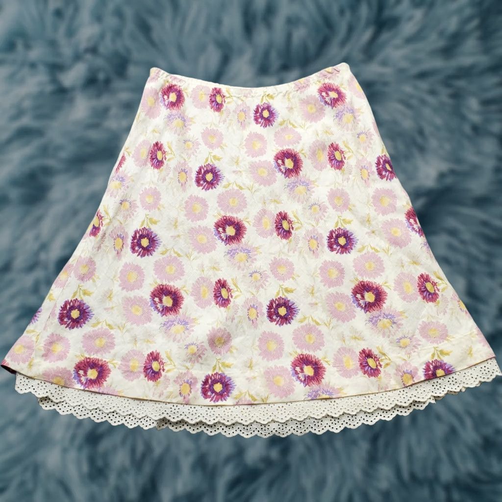 J. Jill J. Jill A-Line Skirt Womens Size PS Multicolor Floral Lightweight Linen Short Wool? No. Size 28" / US 6 / IT 42 - 1 Thumbnail