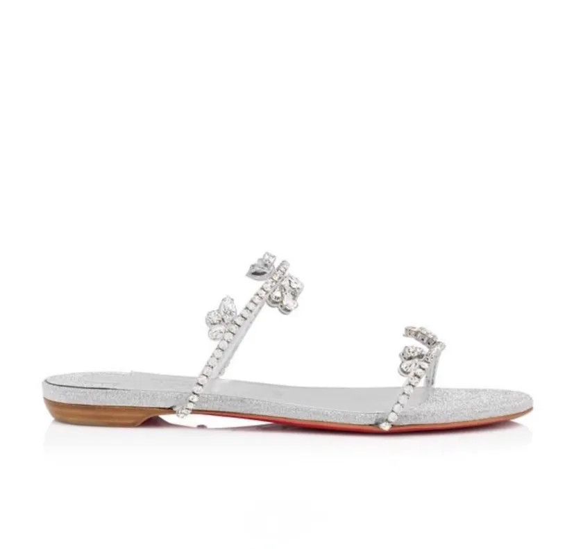 Christian Louboutin os11x0526 Queenie Flat Sandals in Silver Size US 7 / IT 37 - 1 Thumbnail