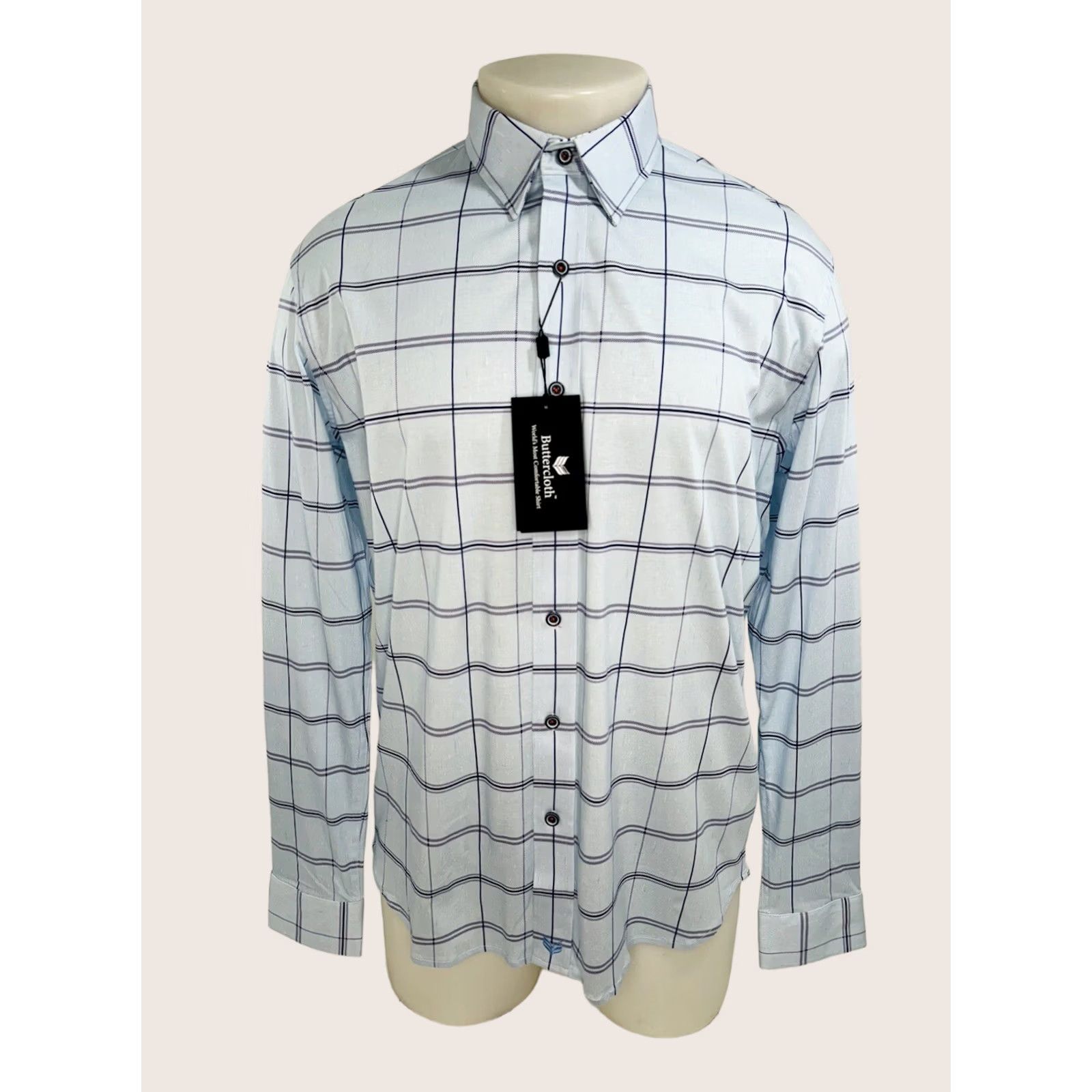 Buttero BUTTER CLOTH Plaid Shirt - M - Blue / Purple / Black - NEW w TAGS - Flip Cuff - Button-Up Shirt - Men Size US M / EU 48-50 / 2 - 1 Thumbnail