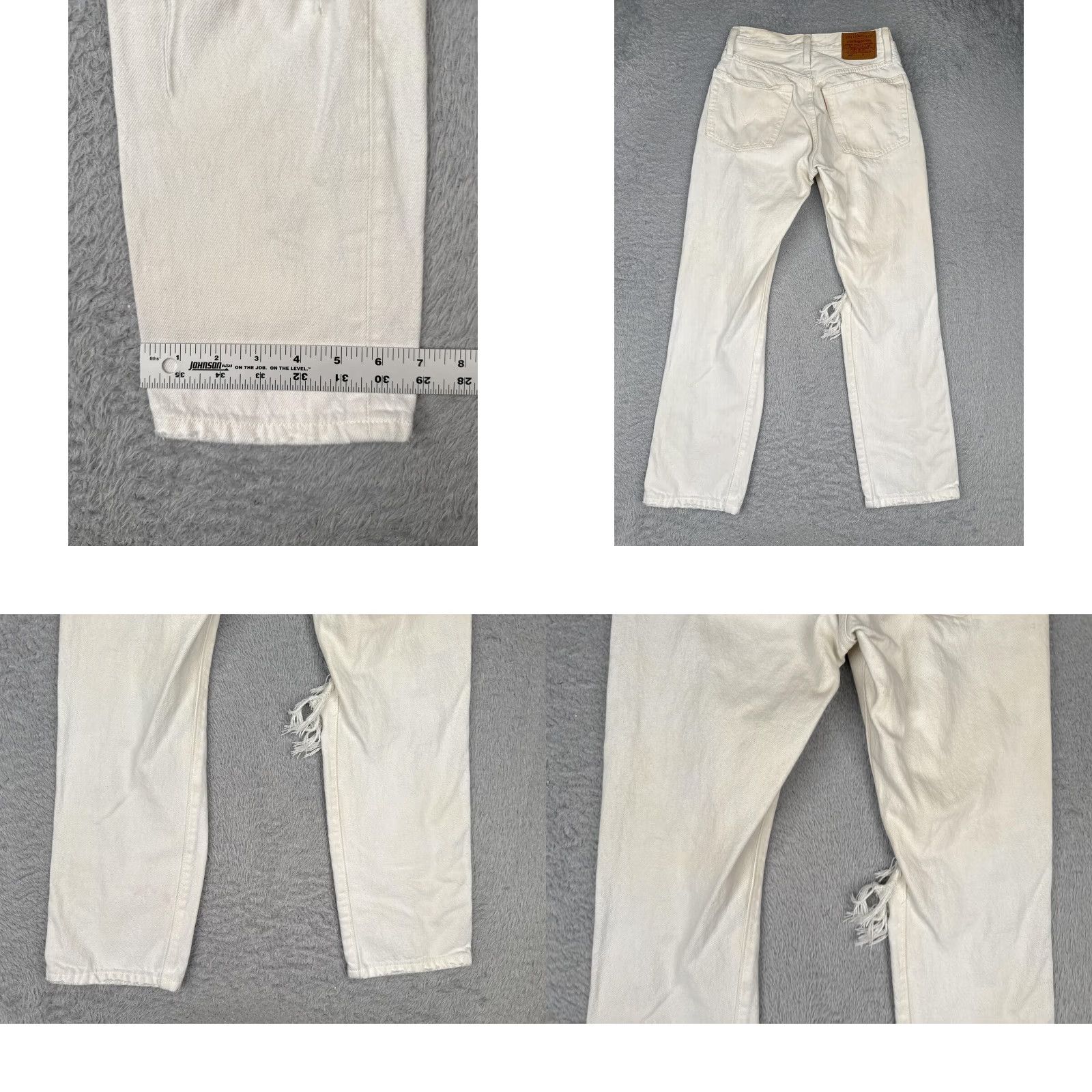 Levi's Levi's 501 Jeans Womens White Distressed Button Fly High-Rise 24x26 Straight Size 42" / US 20 - 10 Thumbnail