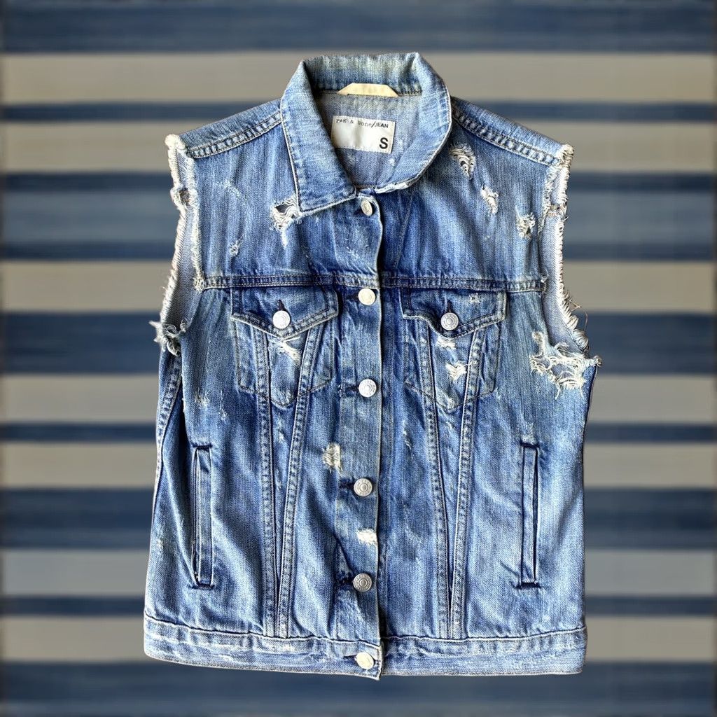Rag & Bone Rag & Bone Denim Jean Vest Womens Small Blue Distressed Size 28" / US 6 / IT 42 - 1 Thumbnail