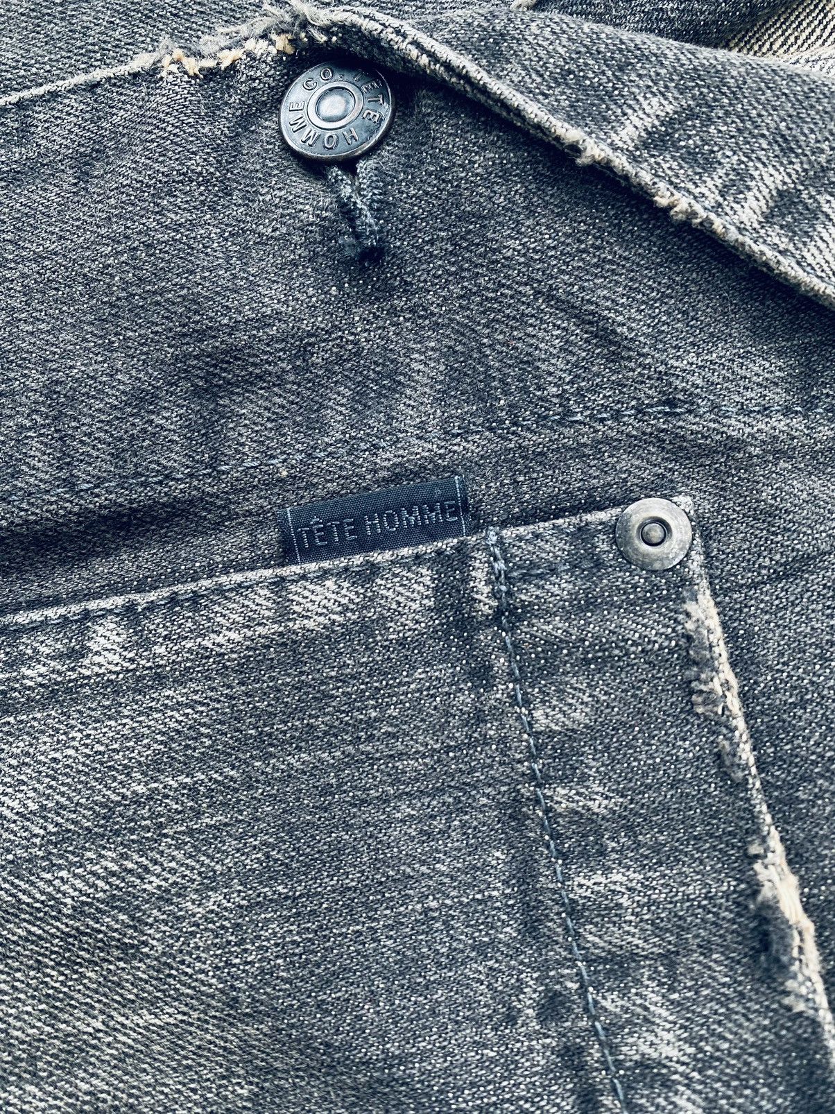 Tete Homme Vintage 90s Tete Homme Issey Miyake Denim Jacket Distressed Size L / US 10 / IT 46 - 14 Thumbnail