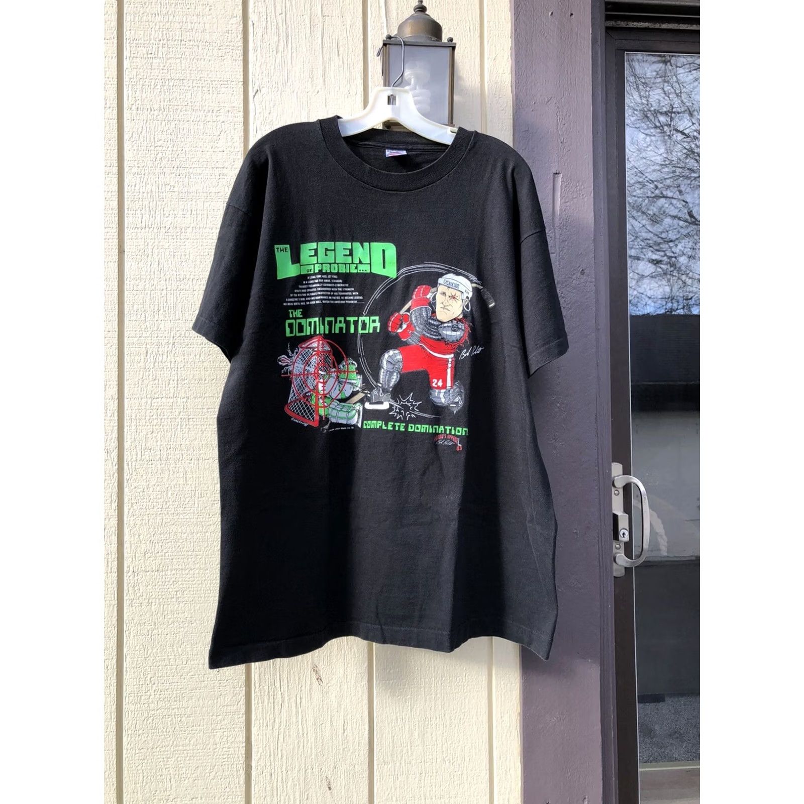 Fruit Of The Loom VINTAGE Detroit Red Wings Bob Probert The Dominator T Shirt XL NHL Probie Shirt Mens 90s Black Size US XL / EU 56 / 4 - 2 Thumbnail