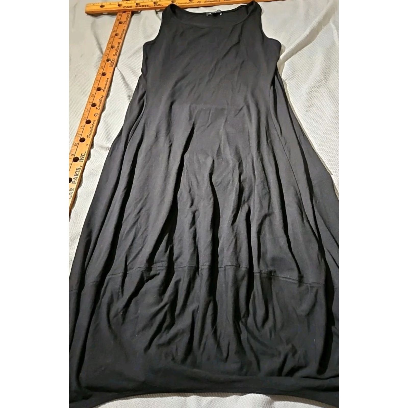 Eileen Fisher Eileen Fisher Dress Womens Medium Black Slip Midi Quiet Luxury Whimsigoth Dress Slips Solid Knit Rayon Modern 2000s Size M / US 6-8 / IT 42-44 - 4 Thumbnail