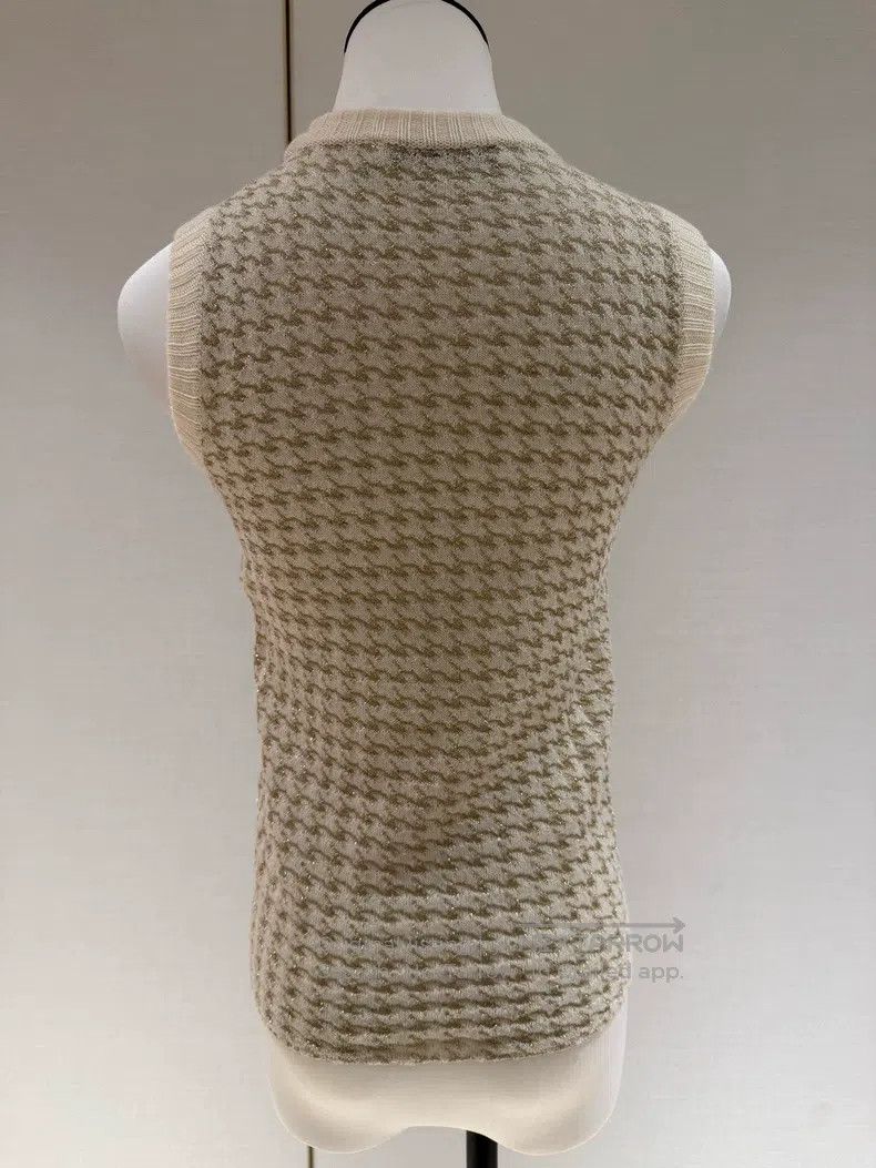 Dior Dior Gold thread thousand-bird check knitted sleeveless ve Size XS / US 0-2 / IT 36-38 - 2 Thumbnail