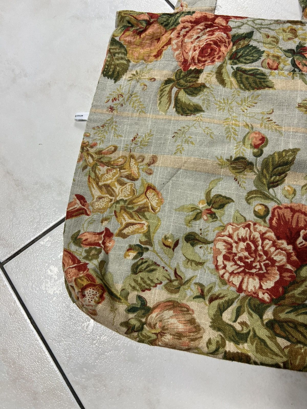 Handmade Vintage handmade floral tote bag F.S. Design art full print Size ONE SIZE - 12 Thumbnail