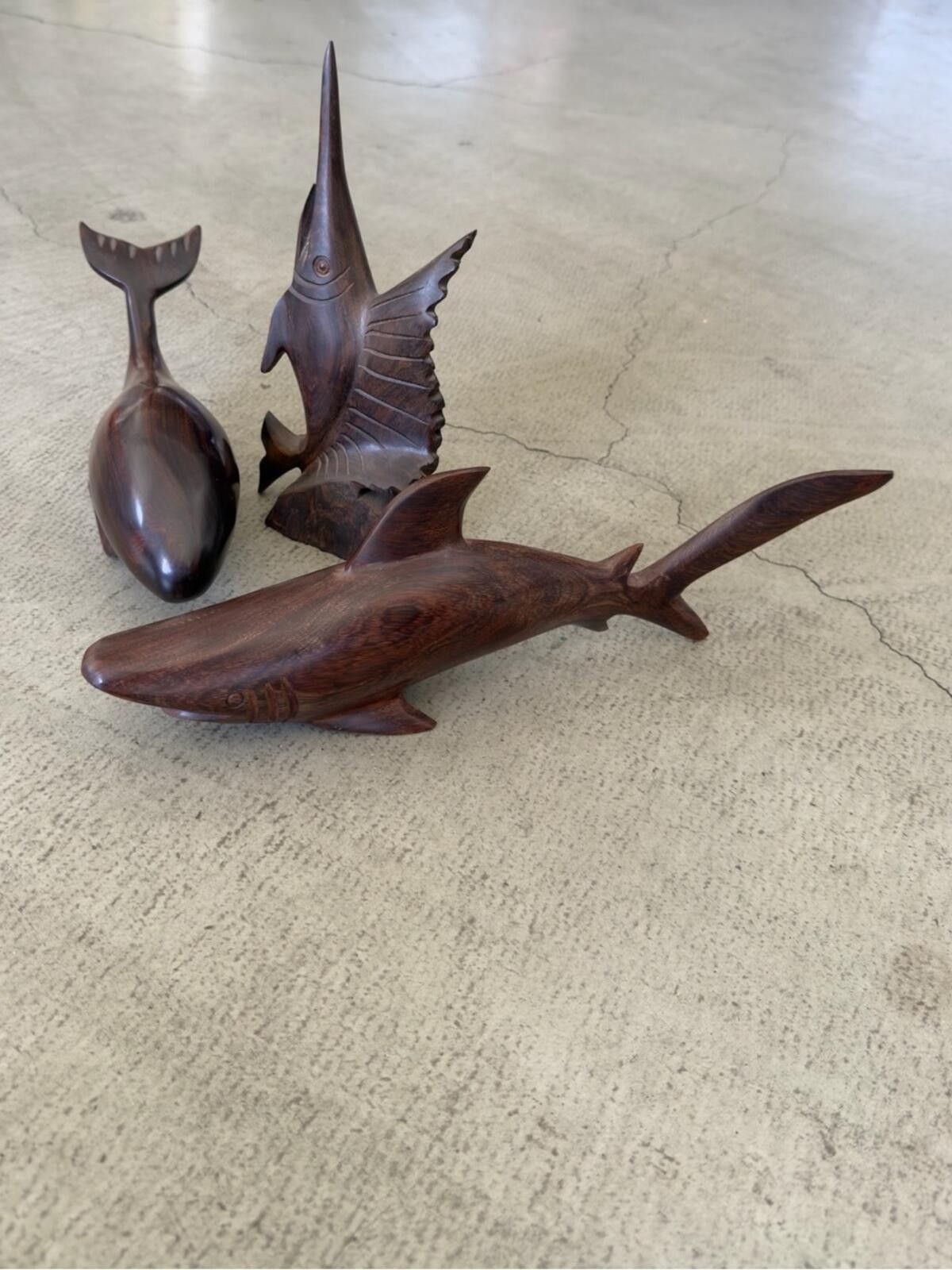 Other Hand Carved Wood Set / Coastal Decor / Shark Whale Marlin Size ONE SIZE - 2 Thumbnail